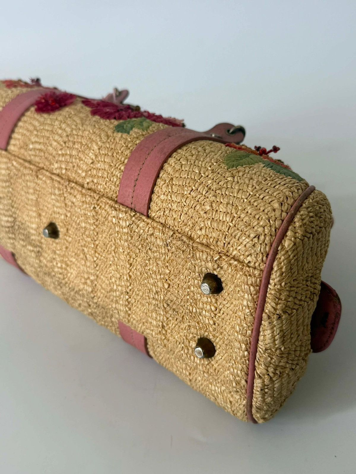 Dior Christian Dior by John Galliano Floral Straw Raffia Handbag Size ONE SIZE - 8 Thumbnail
