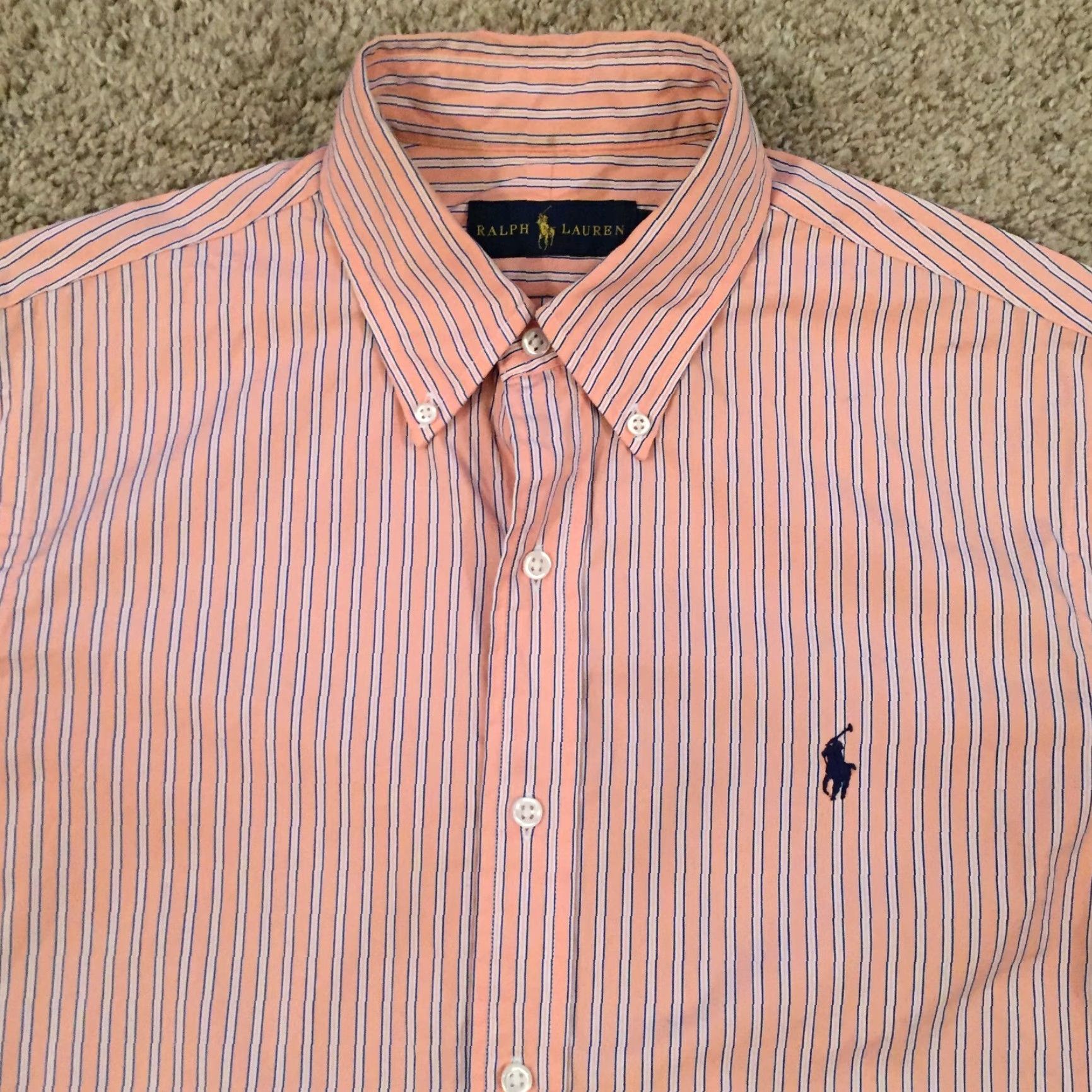 Ralph Lauren Ralph Lauren Shirt Mens 15.5 Orange Blue Striped Long Sleeve Button Up Size US L / EU 52-54 / 3 - 3 Thumbnail