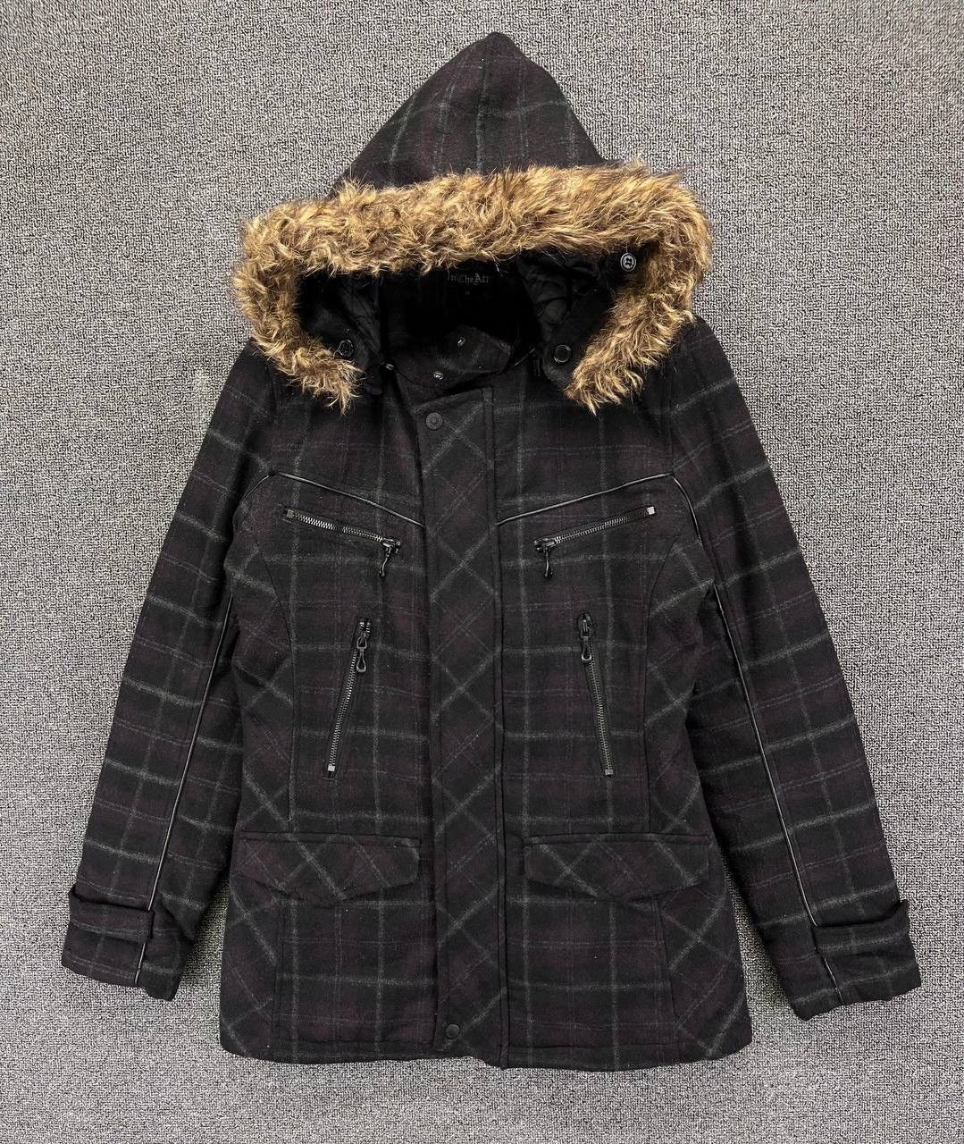 In The Attic Vintage In The Attic Fur Hoodie Shadow Plaid Wool Jacket Size M / US 6-8 / IT 42-44 - 1 Thumbnail