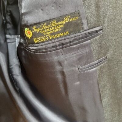 Hickey Freeman Hickey Freeman Loro Piana Wool Charcoal Gray Blazer Suit Jac Size 46R - 7 Thumbnail
