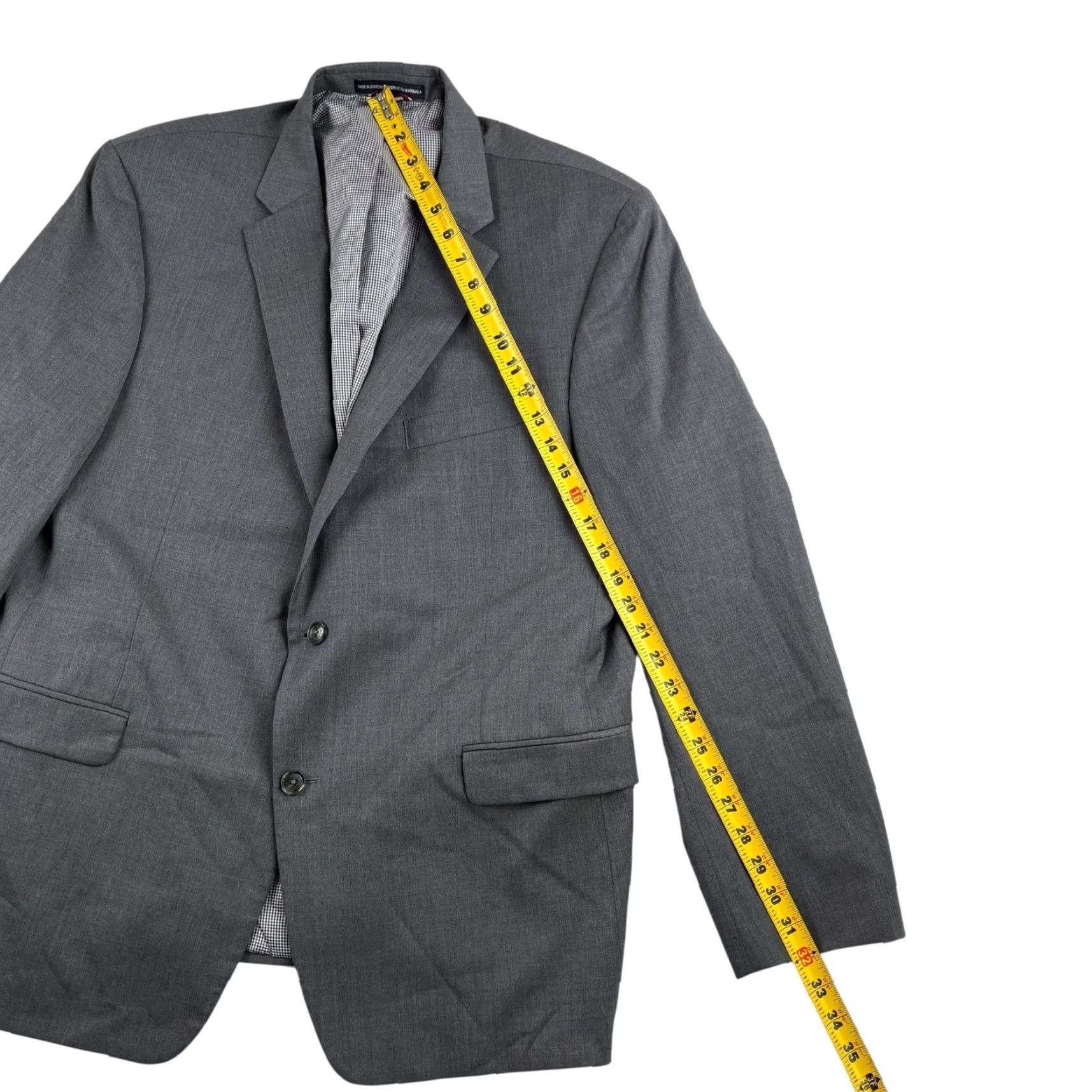 Tommy Hilfiger Tommy Hilfiger Blazer Jacket Men Wool Stretch Gray 46R Regular Double-Vented 2-Button Notch Lining Viscose Poly 46R Mens Size 46R - 7 Thumbnail