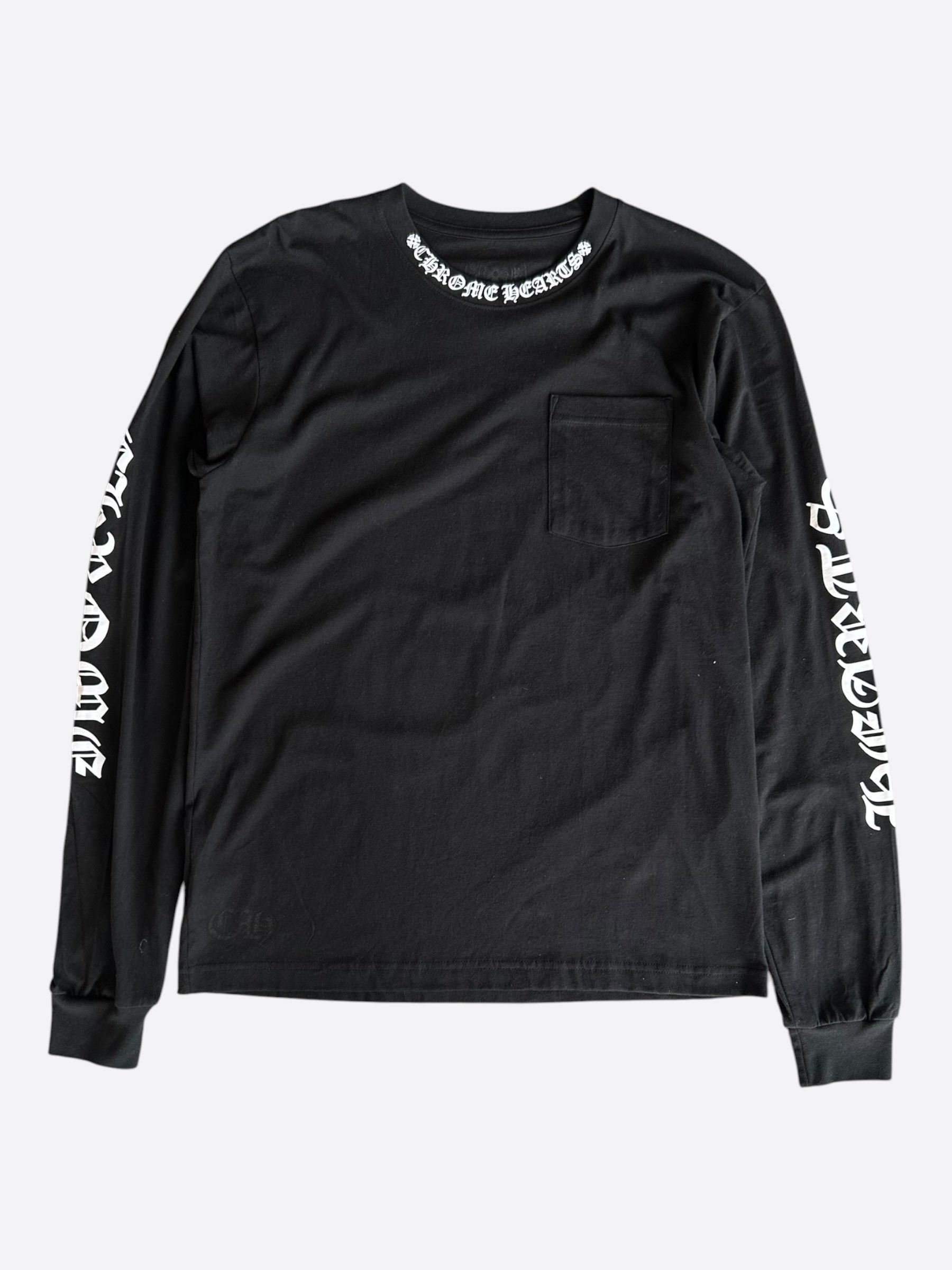 Chrome Hearts Chrome Hearts Black & White Neck Logo Longsleeve T-Shirt Size US L / EU 52-54 / 3 - 1 Thumbnail
