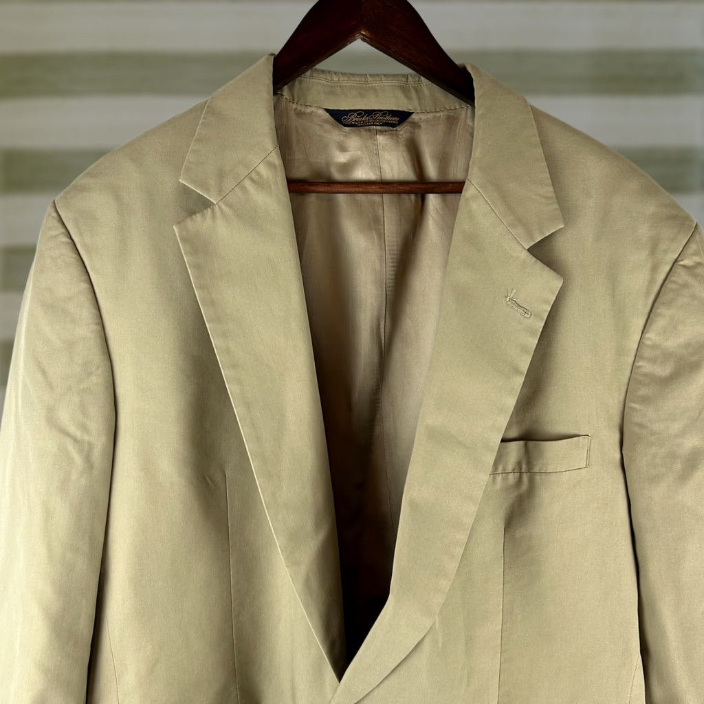 Brooks Brothers Brooks Brothers Blazer Mens 46L Khaki Tan Sport Coat Two Button Made in USA Shirt Jacket Mens Blazer 2 Button Notch Lapel USA 2 Piece Size 46R - 1 Thumbnail