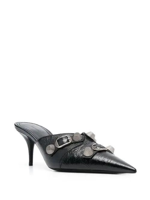 Balenciaga o1s1rm1024 Cagole 70mm Mules in Black/Silver Size US 10 / IT 40 - 5 Thumbnail