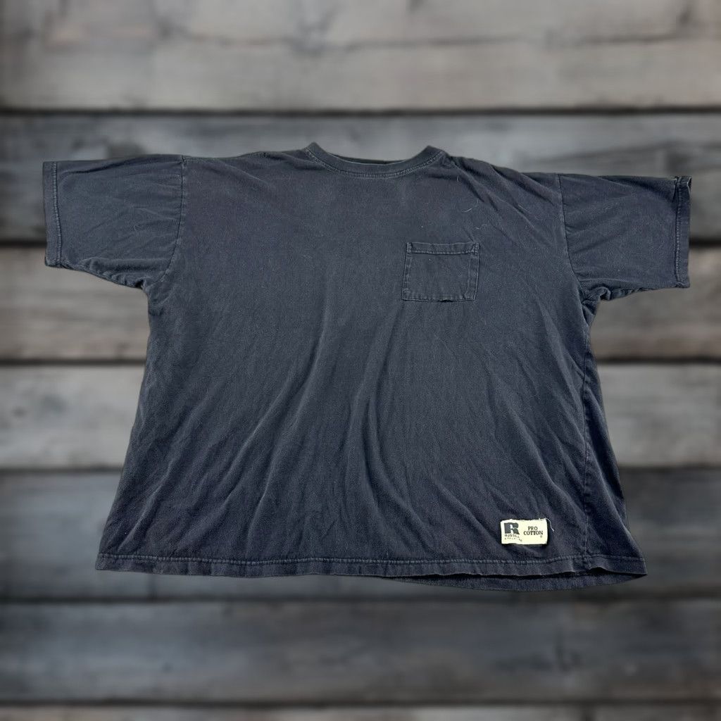 Russell Athletic VINTAGE Russell Athletic Shirt Mens 2XL Black Short Sleeve Pocket Pro Cotton 90s Grunge Swoosh Logo Reflective Size US XXL / EU 58 / 5 - 1 Thumbnail