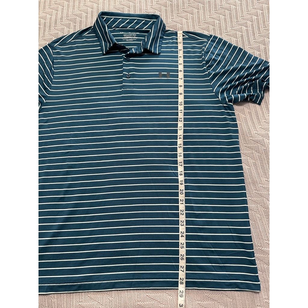 Under Armour Under Armour teal striped polo size XL Size US XL / EU 56 / 4 - 6 Thumbnail