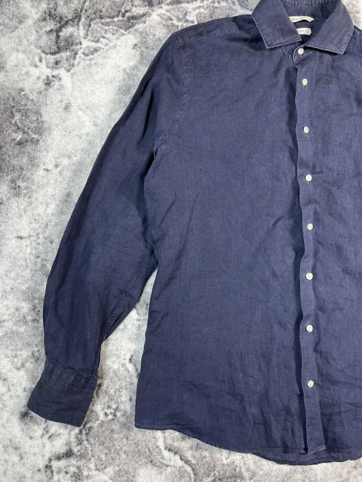 Suitsupply Suitsupply Linen Shirt Navy Slim Fit 39/40 Casual Size US M / EU 48-50 / 2 - 2 Thumbnail
