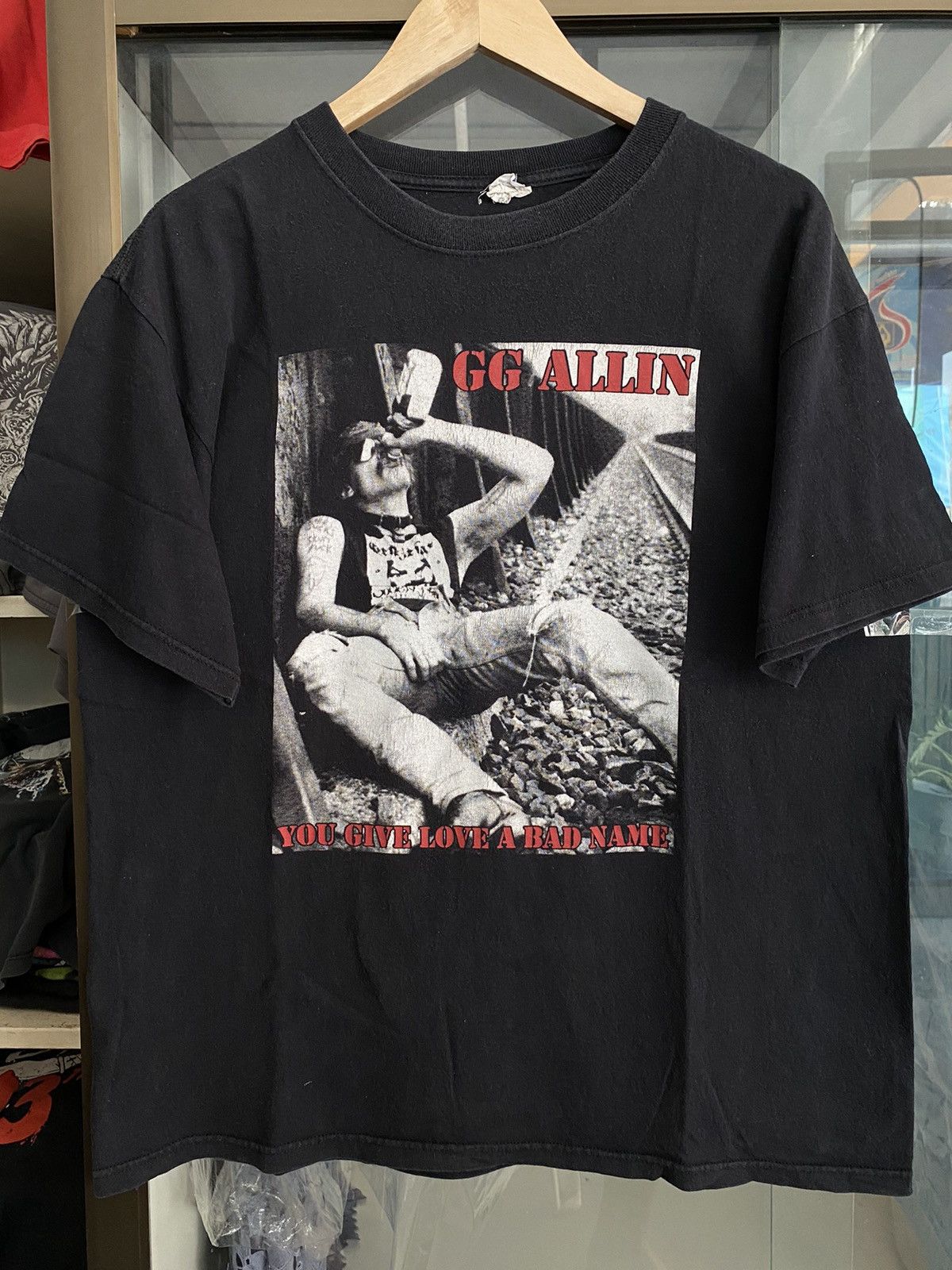 Band Tees GG Allin You Give Love A Bad Name Vintage Shirt | Grailed, image size:1200x1600