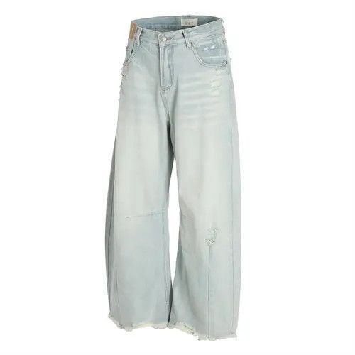 Japanese Brand × Jean Punk washed men's casual distressed raw edge ripped jeans Size US 32 / EU 48 - 2 Thumbnail