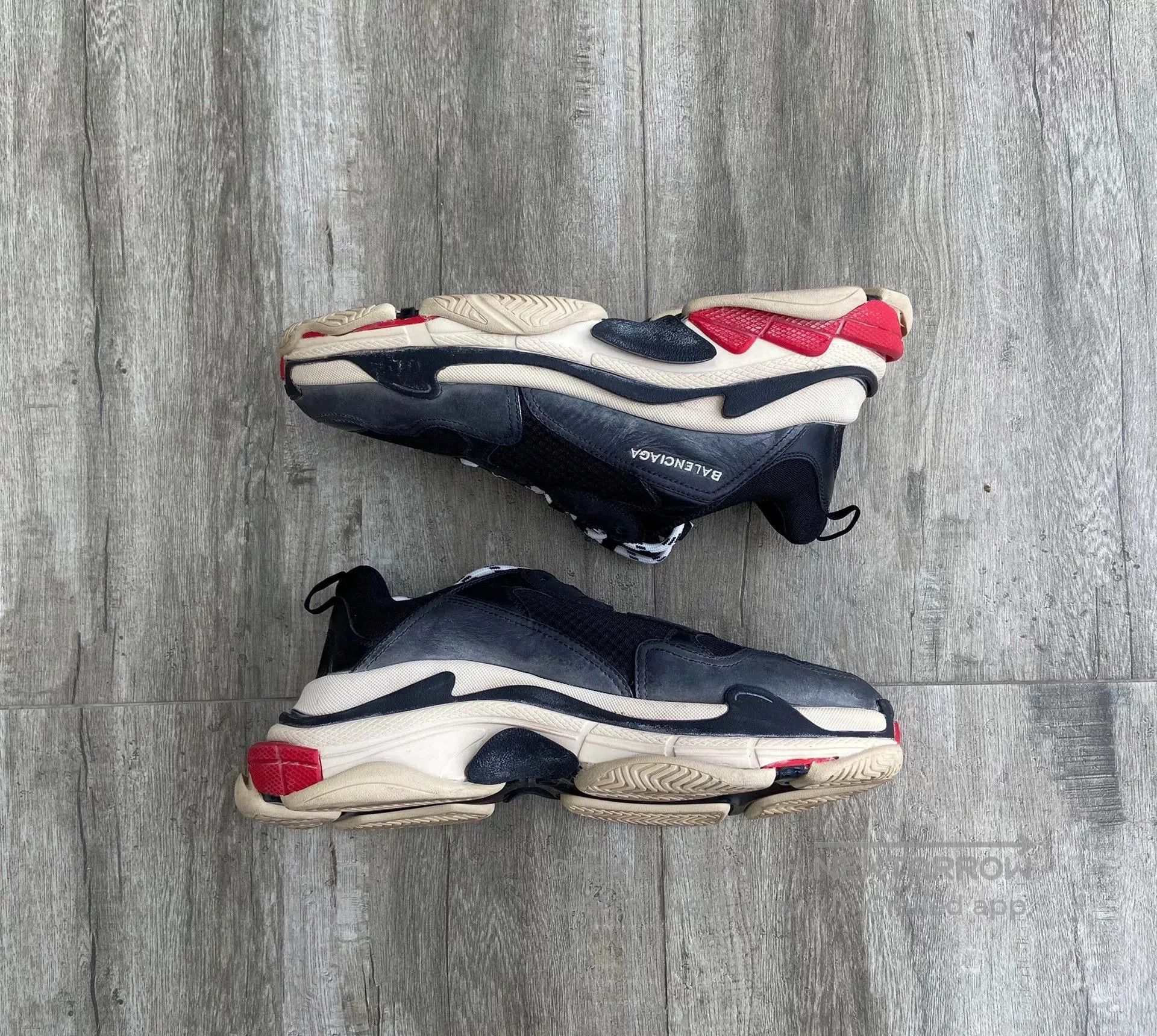 Balenciaga Balenciaga Triple S Black Red Sneakers Size 45. Size US 11 / EU 44 - 4 Thumbnail