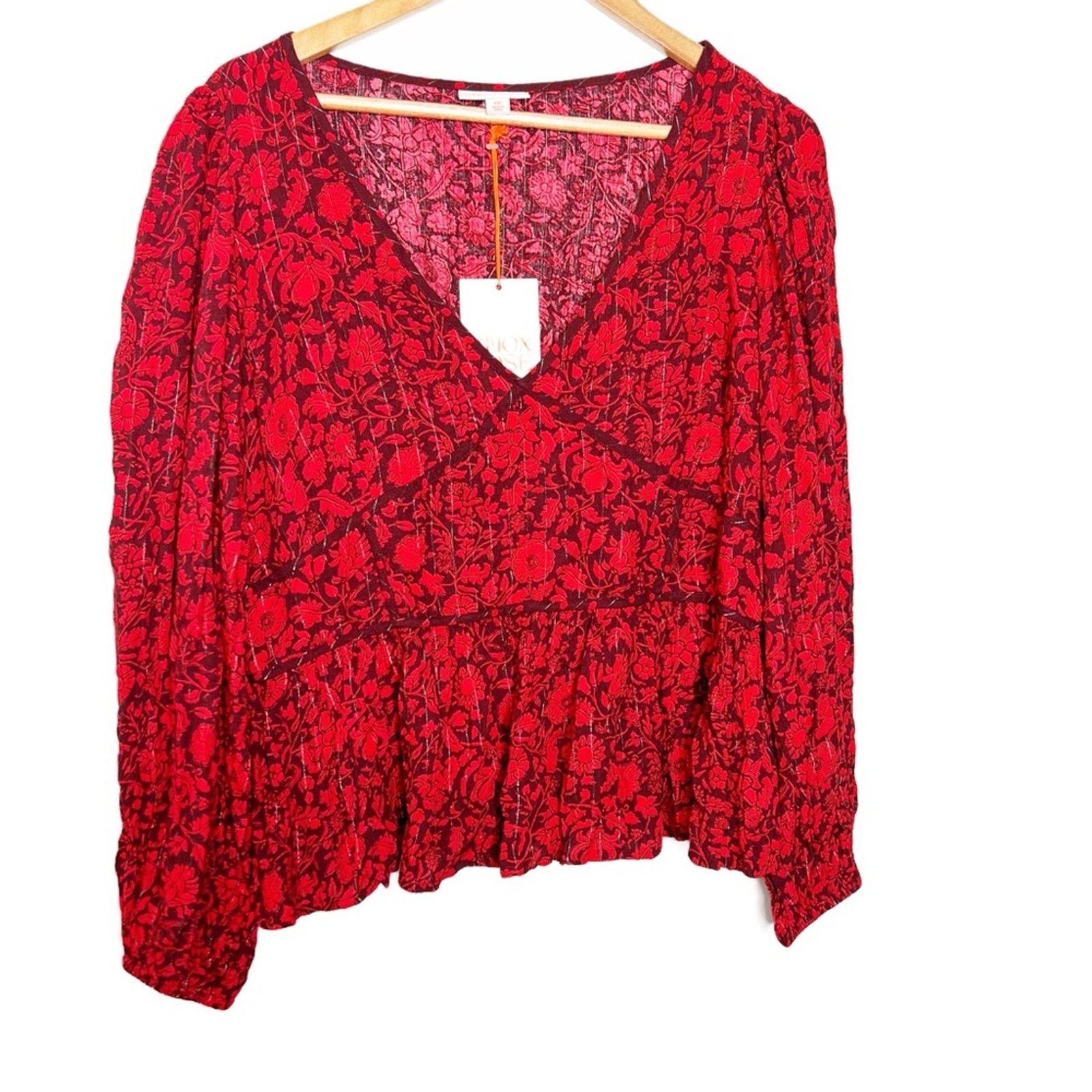 Target Basics New with Tag Knox Rose Women’s Floral Peplum Blouse Top Size XXL / US 16-18 / IT 52-54 - 4 Thumbnail