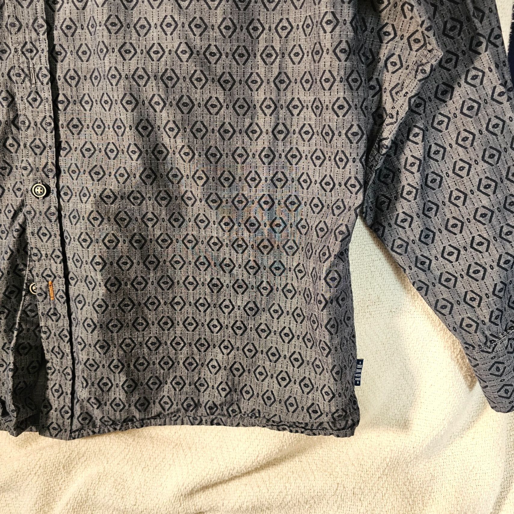 Vintage ROWM Shirt Mens XL Blue Geometric Long Sleeve Button Up Cotton Business Casual Size US XL / EU 56 / 4 - 3 Thumbnail