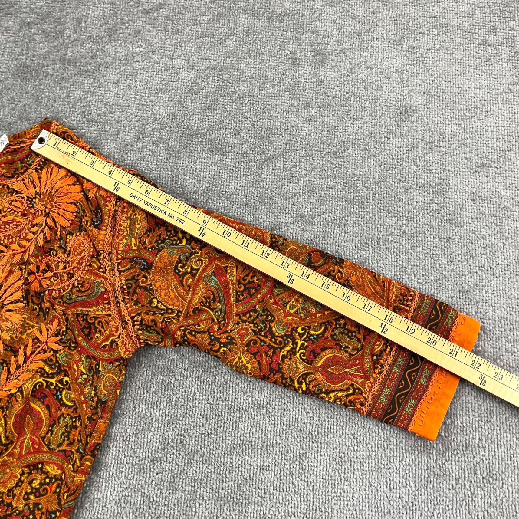 Vintage GRETCHEN SCOTT Shirt Women XS Orange Floral Embroidered Blouse Oversized Art Slit Casual Sleeve 3/4 Size XS / US 0-2 / IT 36-38 - 6 Thumbnail