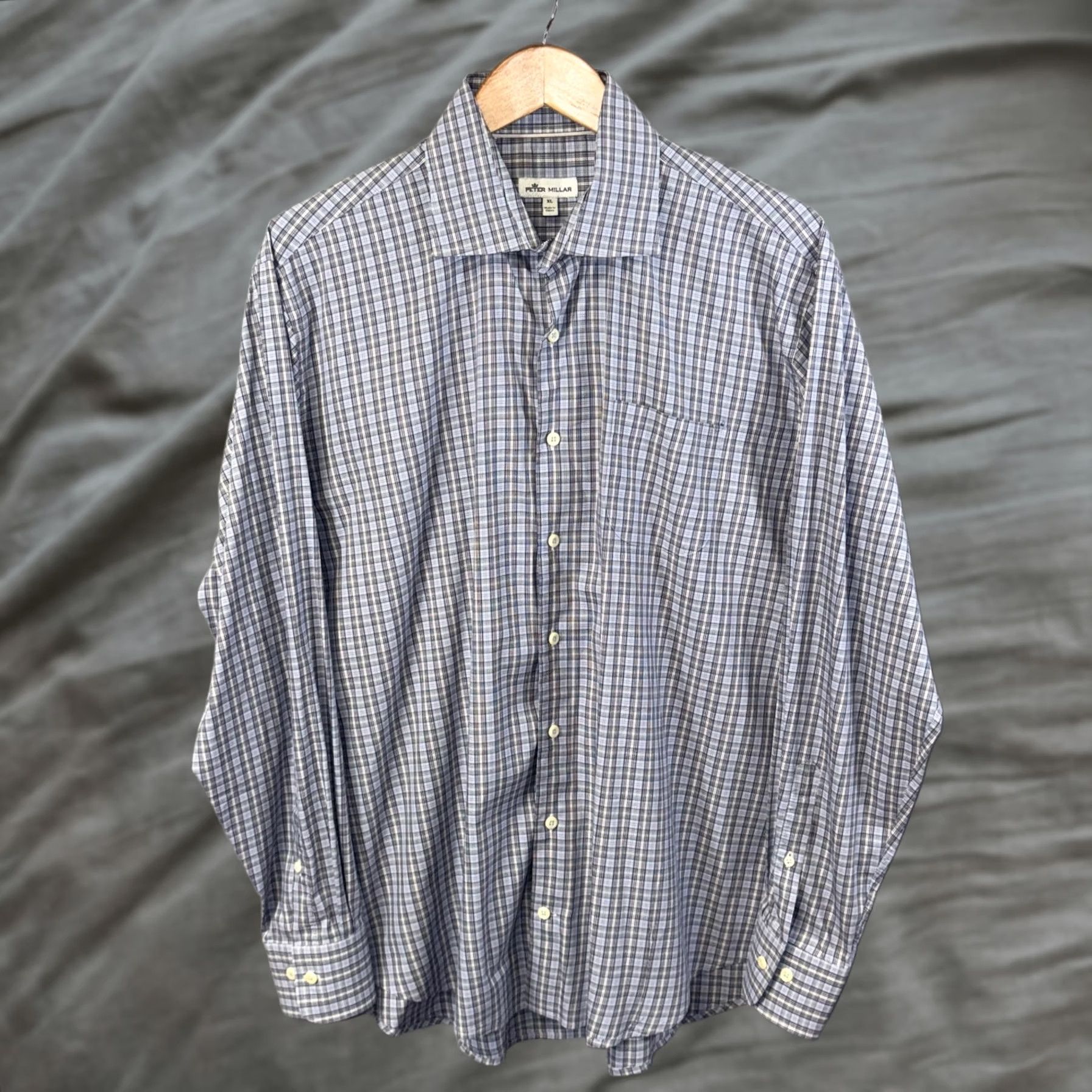 Peter Millar Peter Millar Shirt Mens XL Blue Gray Plaid Button Front Stretch Pocket Size US XL / EU 56 / 4 - 1 Thumbnail