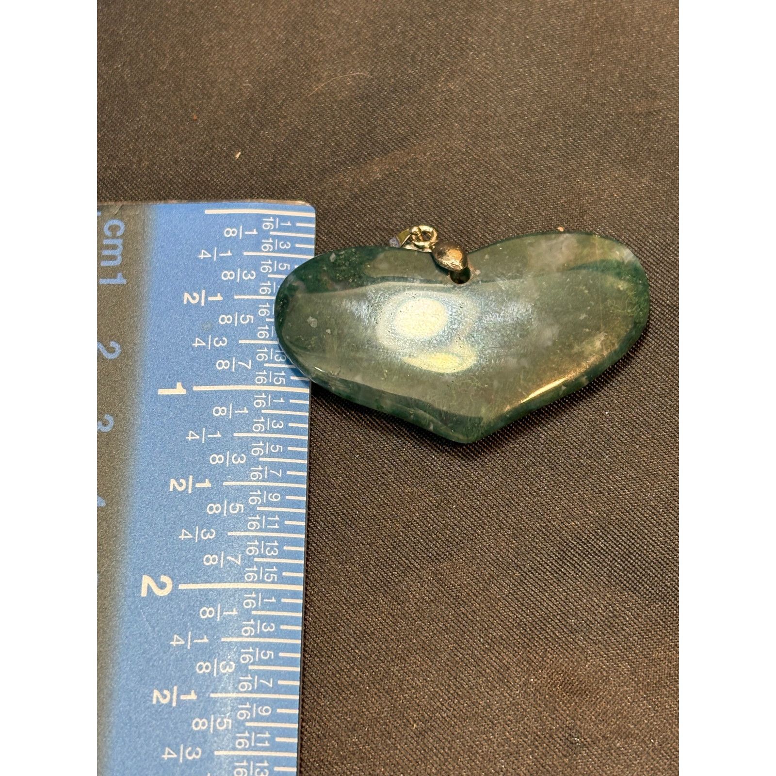 Other Large Moss Agate Heart Pendant with 18K Gold-Filled Bail Size ONE SIZE - 4 Thumbnail