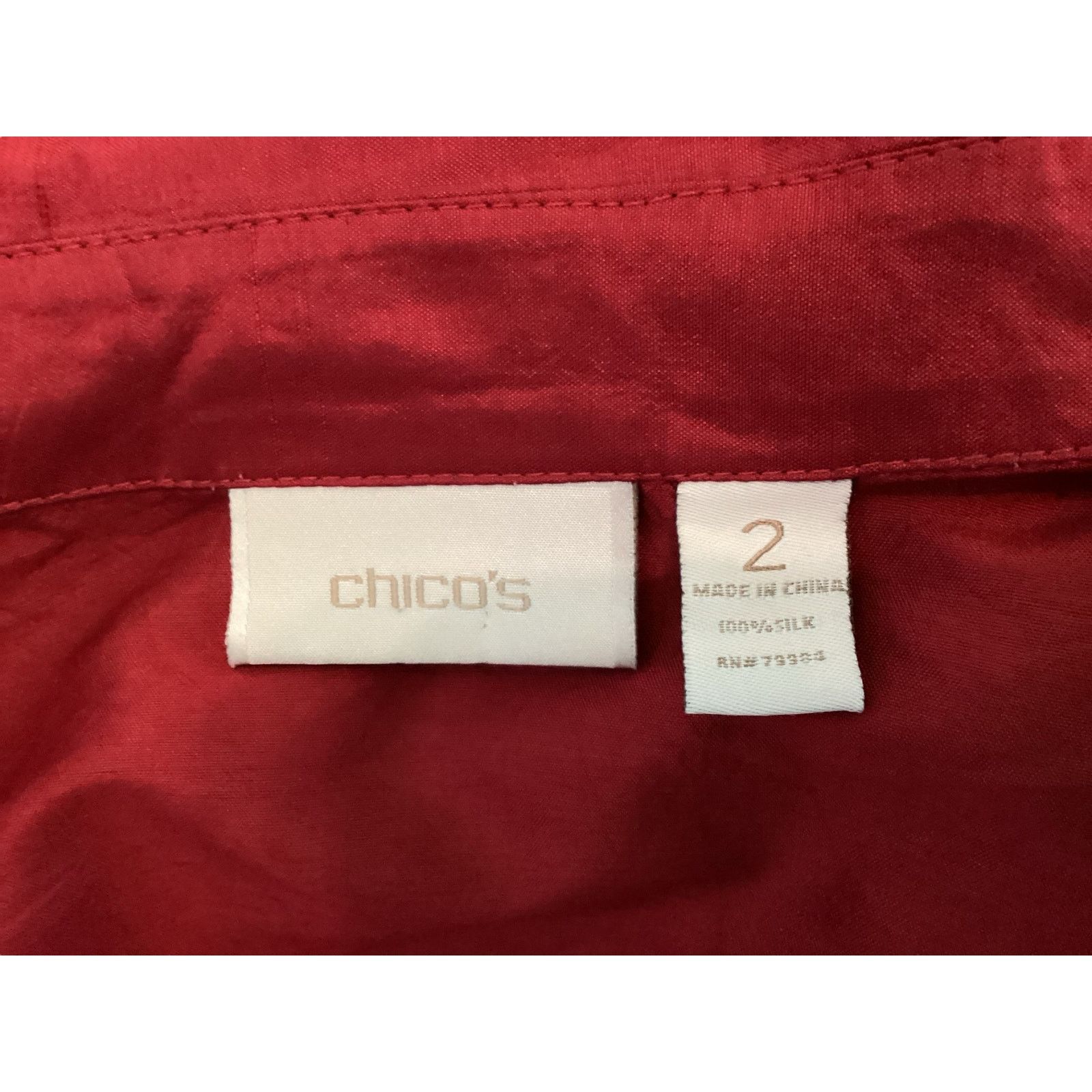 Chicos Chico's Hidden Button Down Red Silk Blouse LS 12-14 (2)L Size XL / US 12-14 / IT 48-50 - 4 Thumbnail