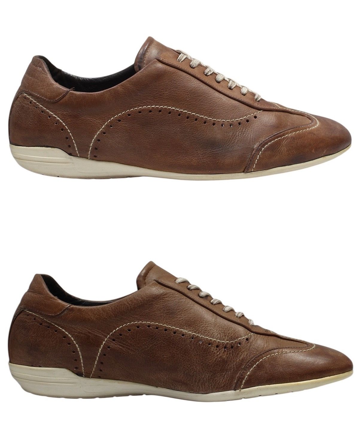 Japanese Brand 2000S TANDY BROWN LEATHER DRESS SNEAKERS Size US 8 / EU 41 - 1 Thumbnail