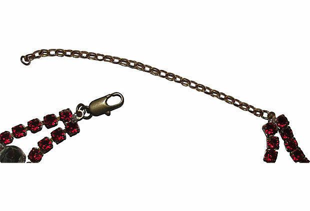 Designer Husar D. Czech Red Rhinestone Festoon Necklace Size ONE SIZE - 6 Thumbnail