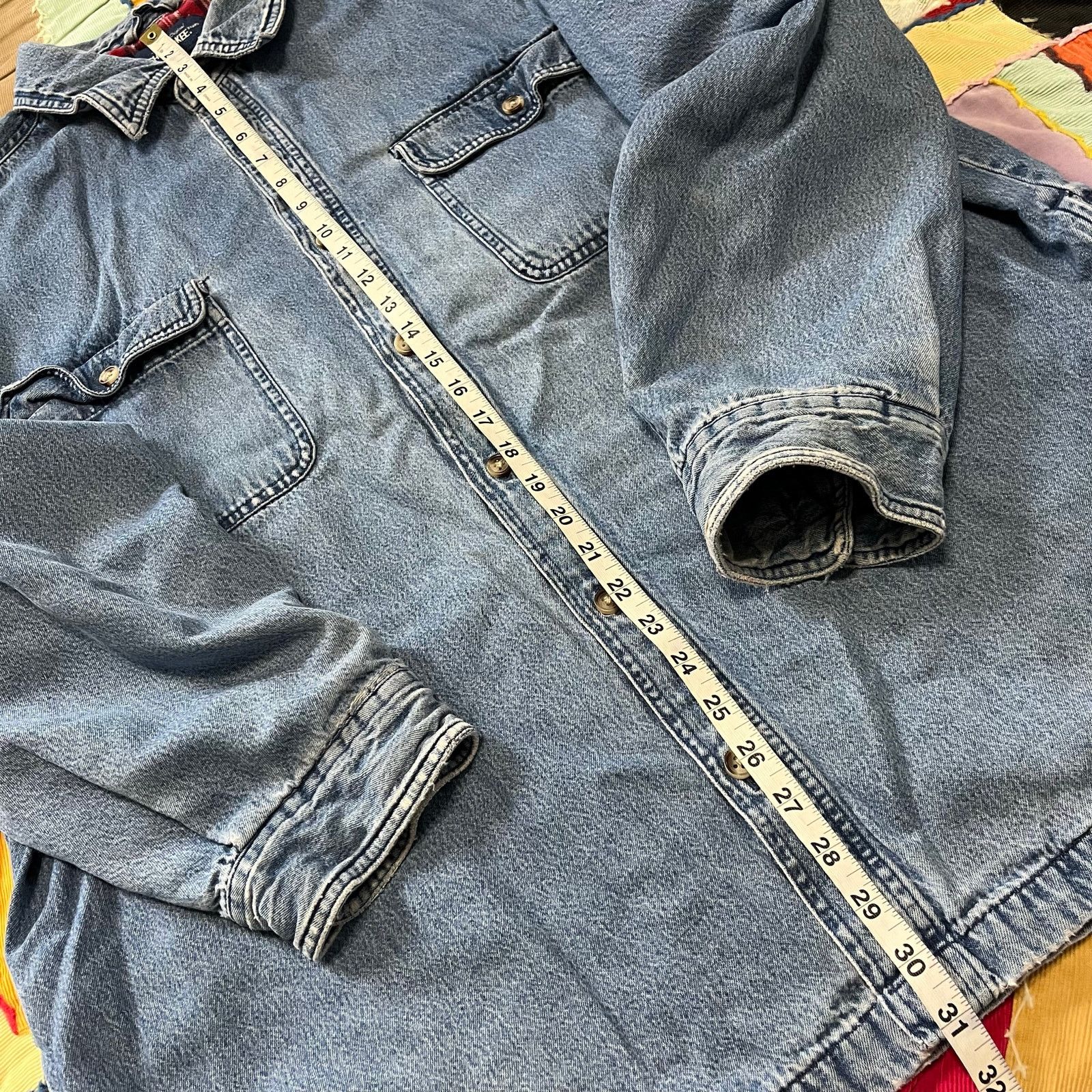 Cherokee Vintage Cherokee Red Plaid Lined Denim Button Up Jacket XL Size US XL / EU 56 / 4 - 4 Thumbnail