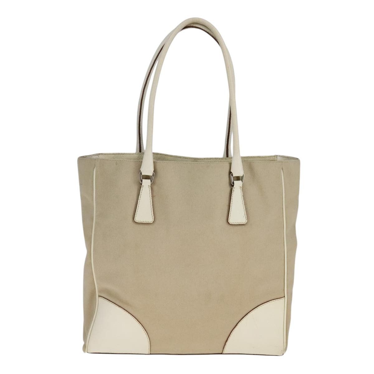 Prada PRADA Tote Bag Canvas Leather Beige White Silver Size ONE SIZE - 2 Thumbnail