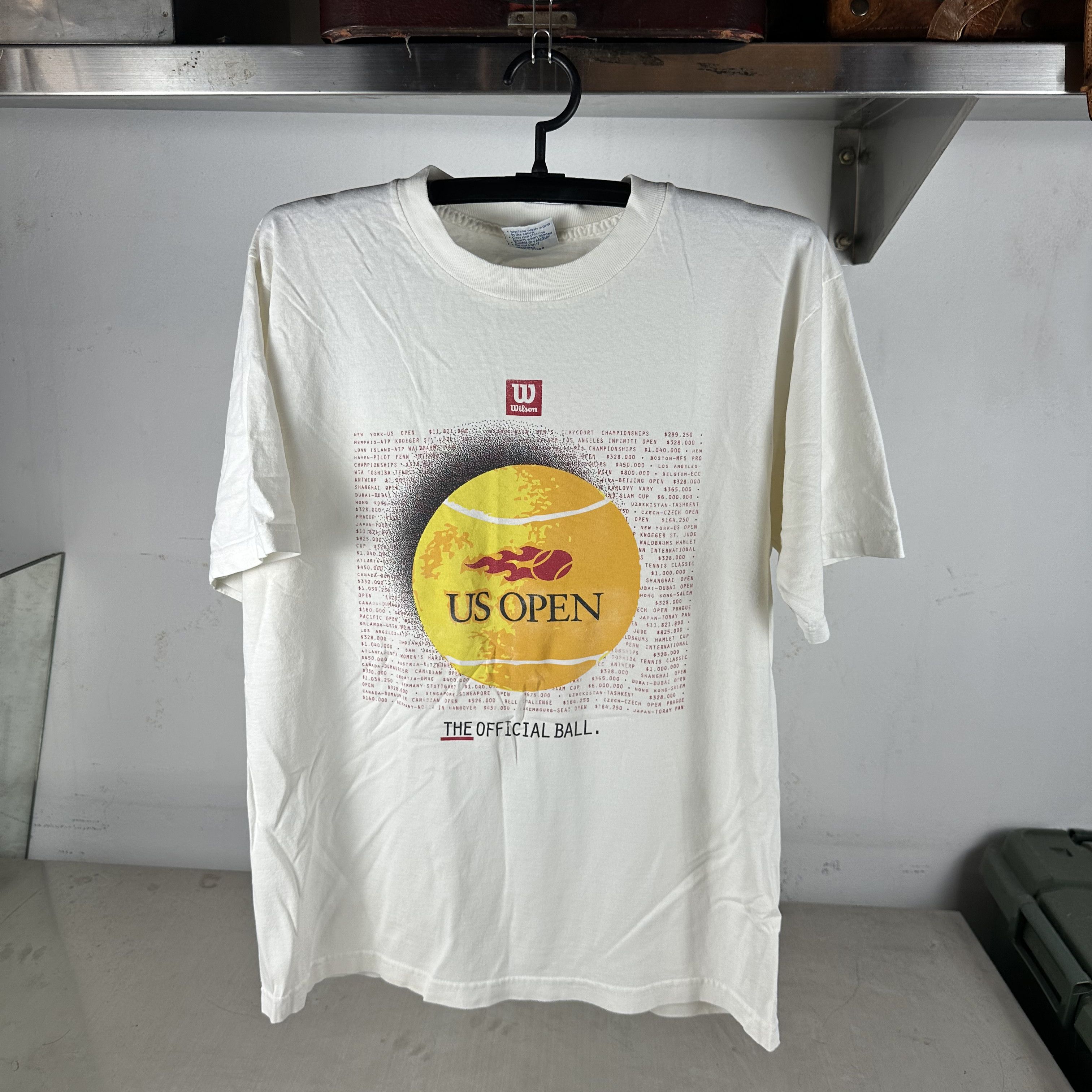 Vintage Heineken US Open Tennis John McEnroe Art Spell Out T-Shirt 