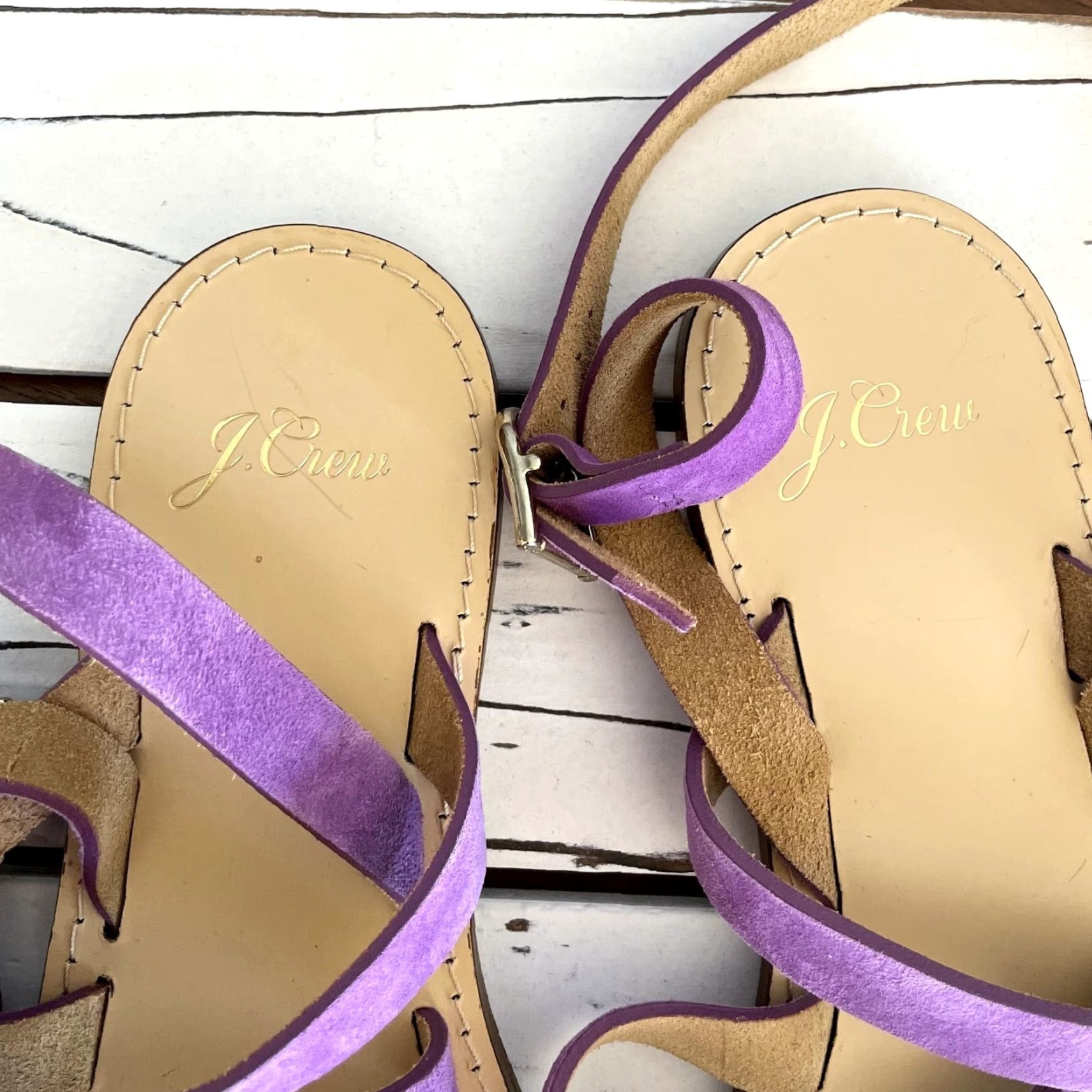 J.Crew J. Crew Strappy Buckle Suede Sandals Neon Amethyst Purple Flat Sandal Women Size 7 Size US 7 / IT 37 - 5 Thumbnail