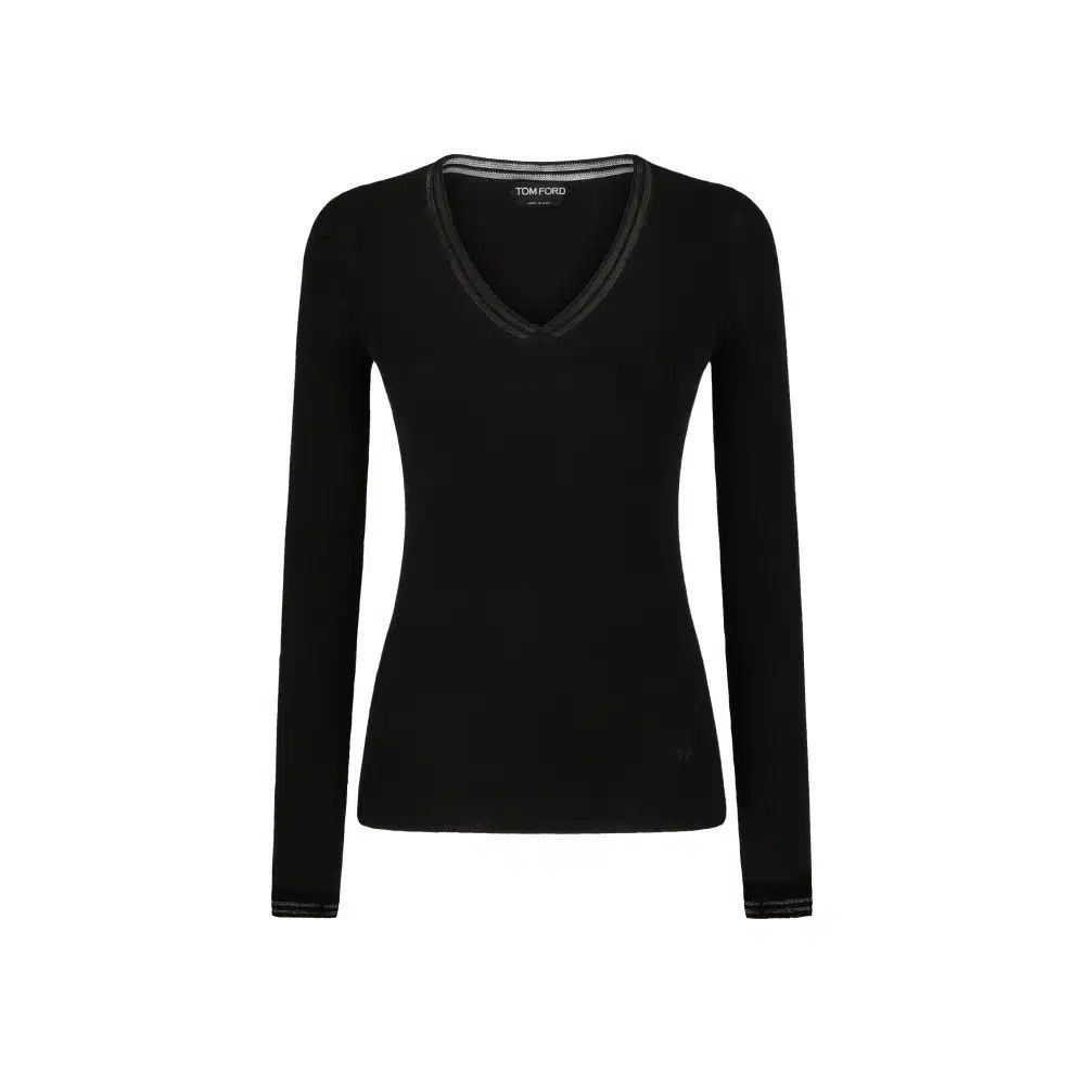 Tom Ford o1loc1c0425 AK1276 Cashmere Silk Knit V-neck Sweater Black Size XS / US 0-2 / IT 36-38 - 1 Thumbnail
