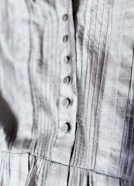 Other VTG 1950 Silver Taffeta Dress Pleated Full Skirt Handmade XS Size XS / US 0-2 / IT 36-38 - 7 Thumbnail