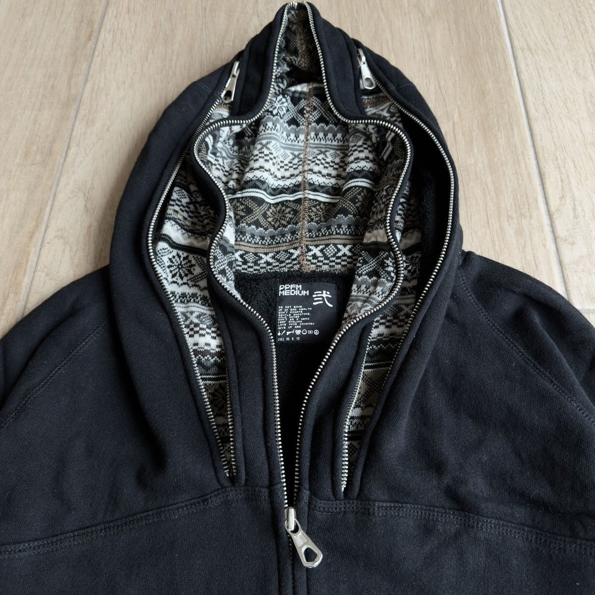 PPFM 2000s Aztec Pattern Trim 3-Zip Double Hood Sweatshirt Size US M / EU 48-50 / 2 - 4 Thumbnail