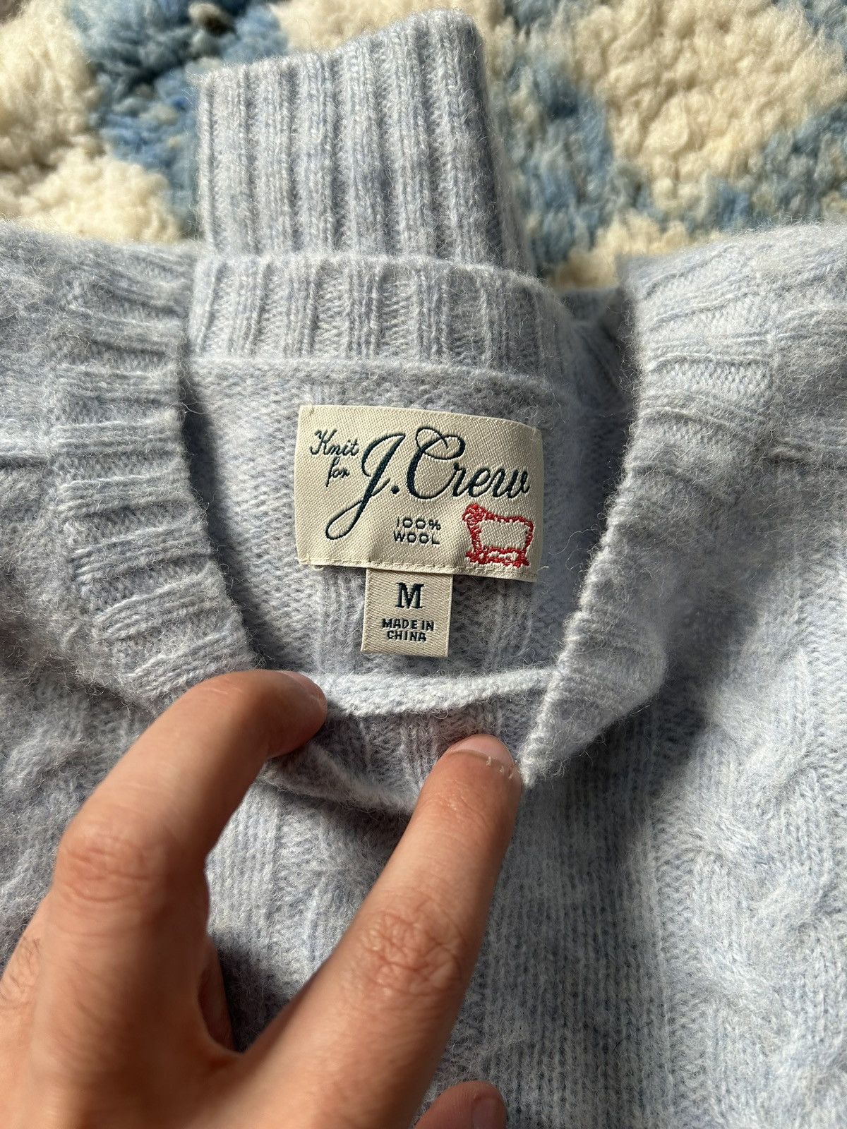 J.Crew J. Crew Light Blue Cable Knit Shetland Sweater Size US M / EU 48-50 / 2 - 4 Thumbnail