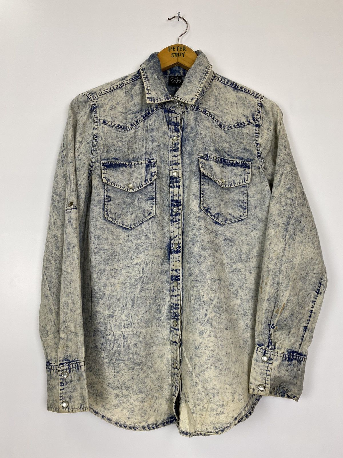 Japanese Brand × Vintage One Way Distress Denim Shirt Size US S / EU 44-46 / 1 - 7 Thumbnail