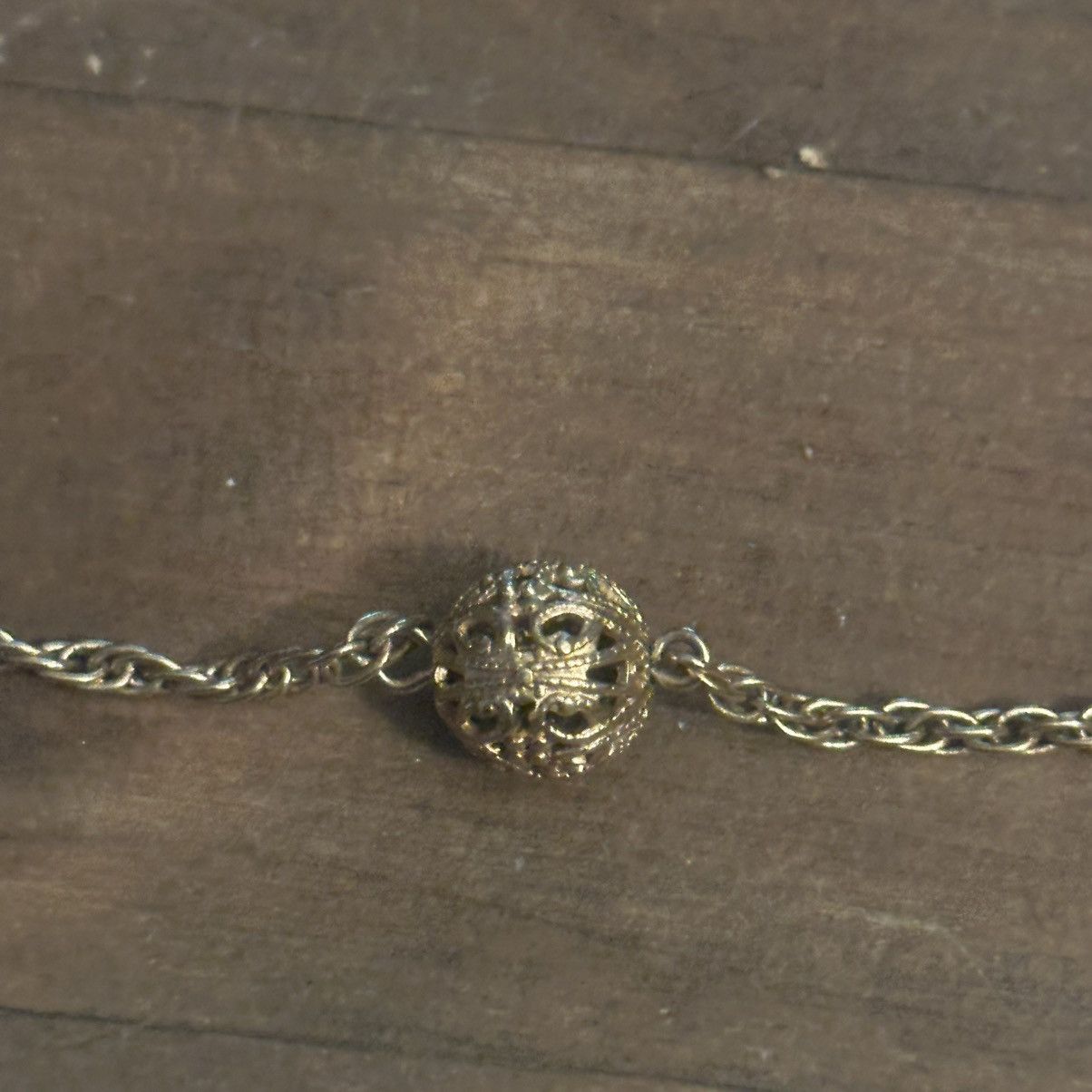 Vintage Vintage gold tone station filigree bead chain necklace Size ONE SIZE - 3 Thumbnail