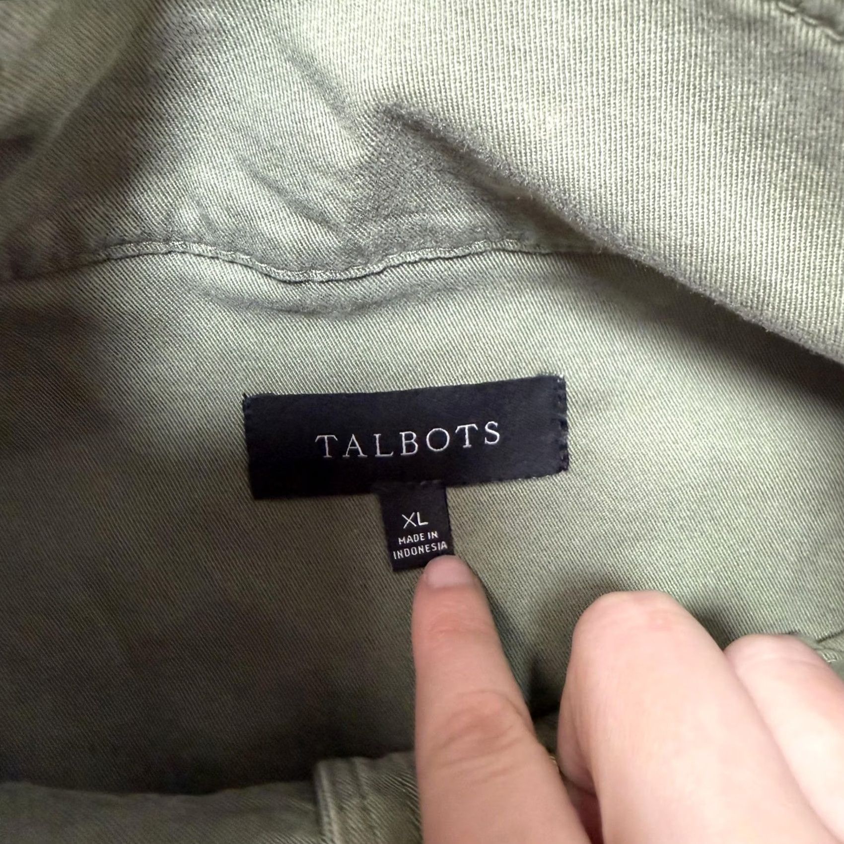 Talbots Talbots Jacket Womens XL Green Military Twill Snap Front Short Utility Pockets Size 40" / US 18 - 4 Thumbnail