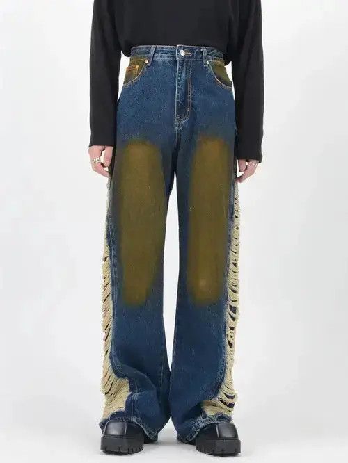 Hypebeast Ripped Stacked Baggy Jeans Size US 31 - 1 Thumbnail
