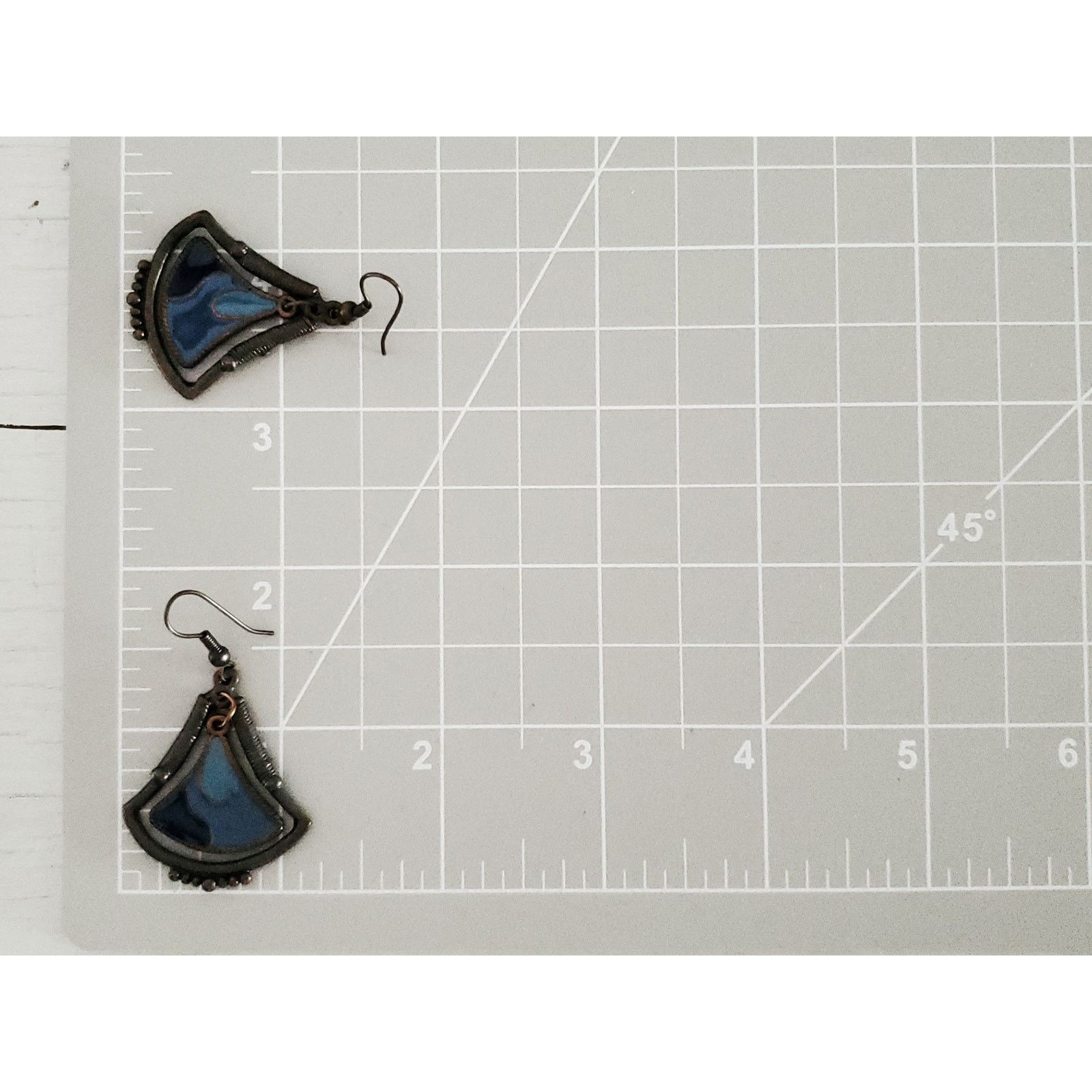 Other Vintage Silver-tone Blue Enamel Fan Dangle Earrings Size ONE SIZE - 5 Thumbnail