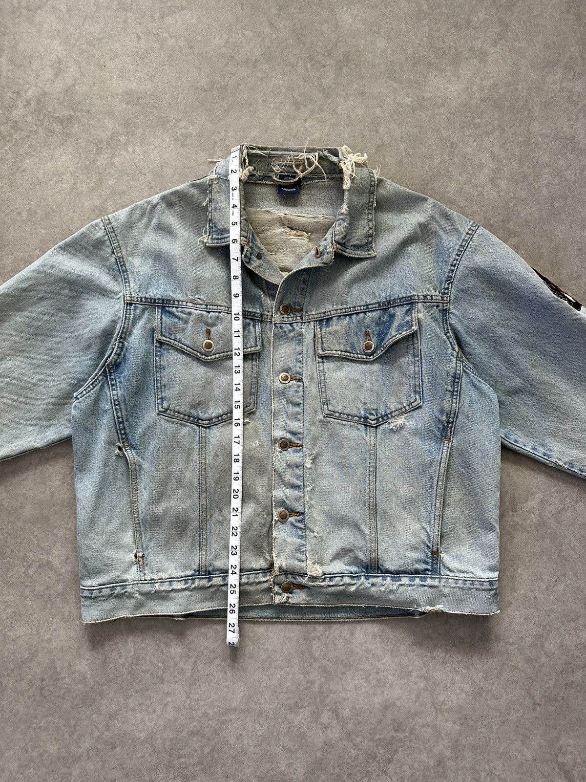 Vintage Vintage Sting Denim Jacket Thrashed Distressed Unique Rare Size US L / EU 52-54 / 3 - 8 Thumbnail