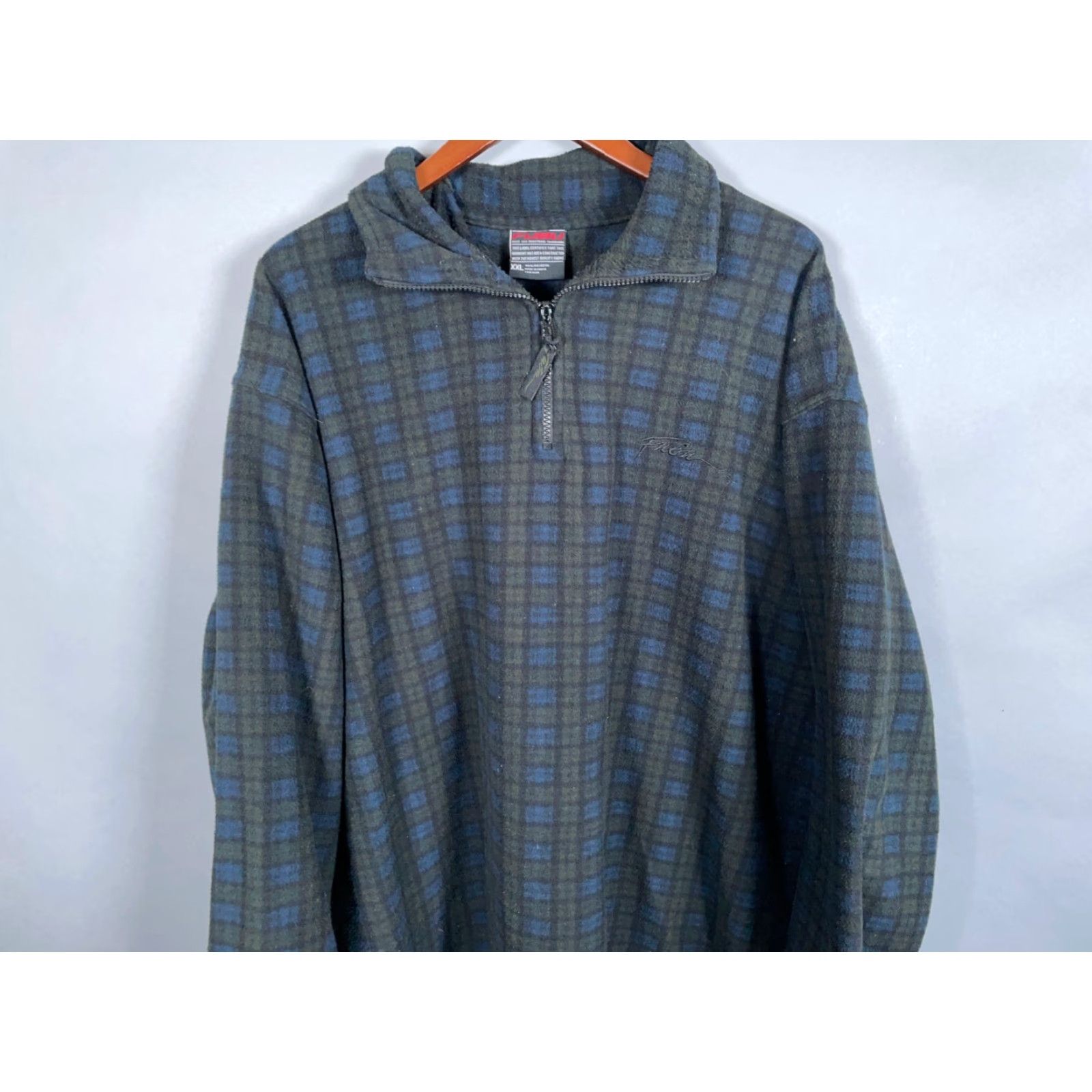 Fubu VINTAGE FUBU 1/4 Zip Fleece Pullover Jacket Mens 2XL Dark Blue Green Plaid Oversized 90s Retro Casual Size US XXL / EU 58 / 5 - 4 Thumbnail