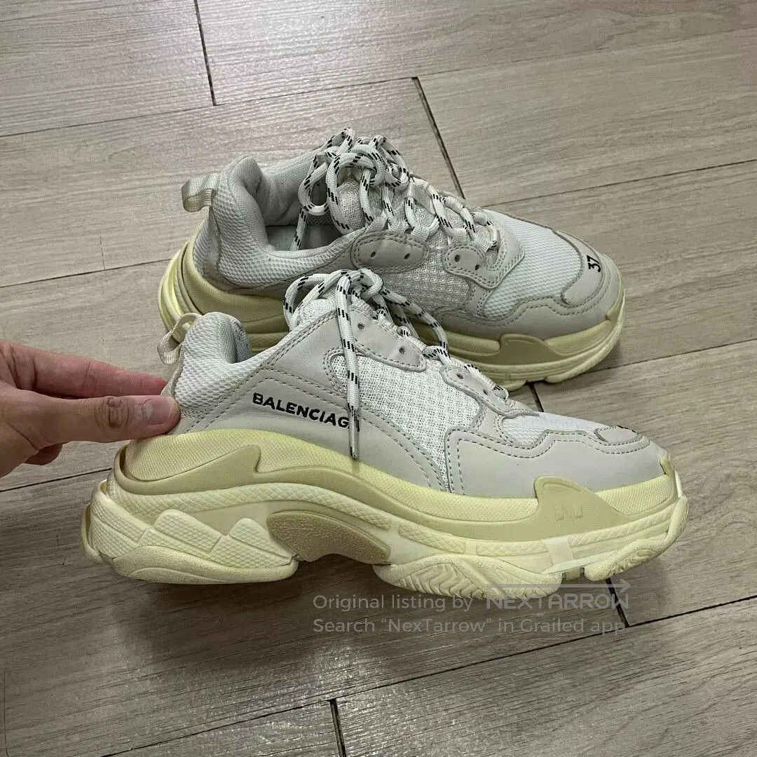 Balenciaga Triple S Sneakers White Brown.