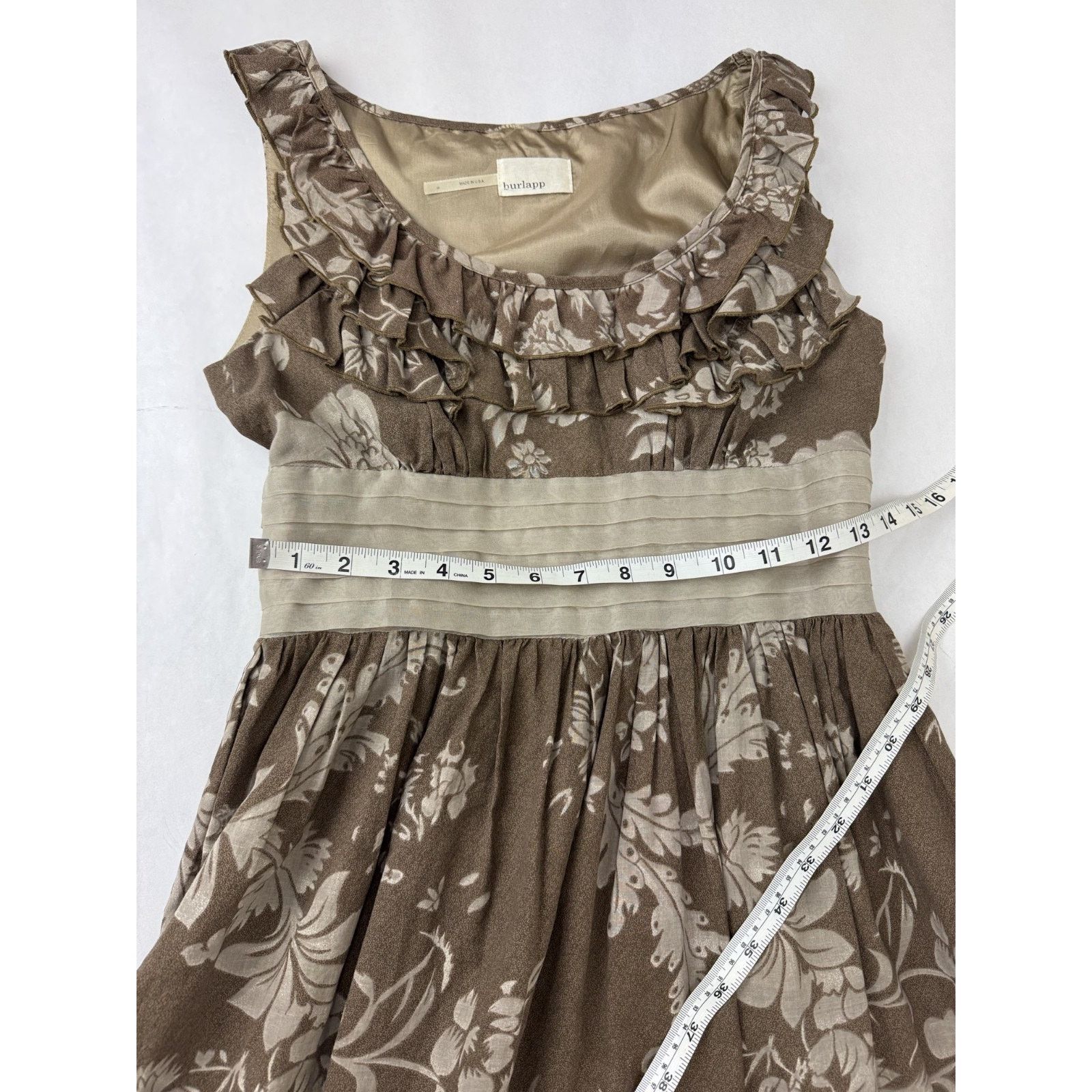 Anthropologie Anthropologie Burlapp Cottagecore Neutral Floral Dress Small Size S / US 4 / IT 40 - 6 Thumbnail