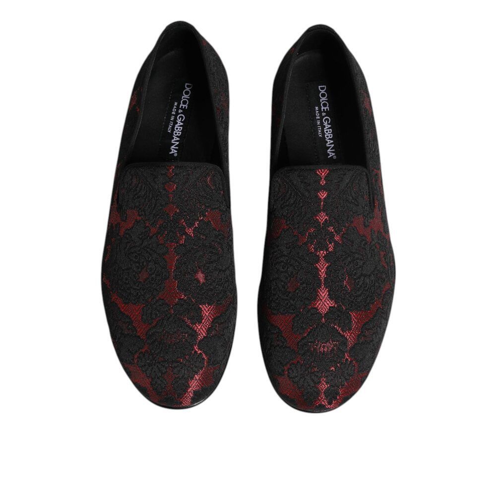 Dolce & Gabbana Dolce & Gabbana Red Black Jacquard Slip On Men Loafers Shoes Size US 7 / EU 40 - 3 Thumbnail
