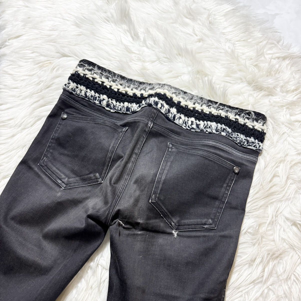 Chanel Chanel COCO button waist tweed stretch denim pants jeans Size 26" / US 2 / IT 38 - 11 Thumbnail