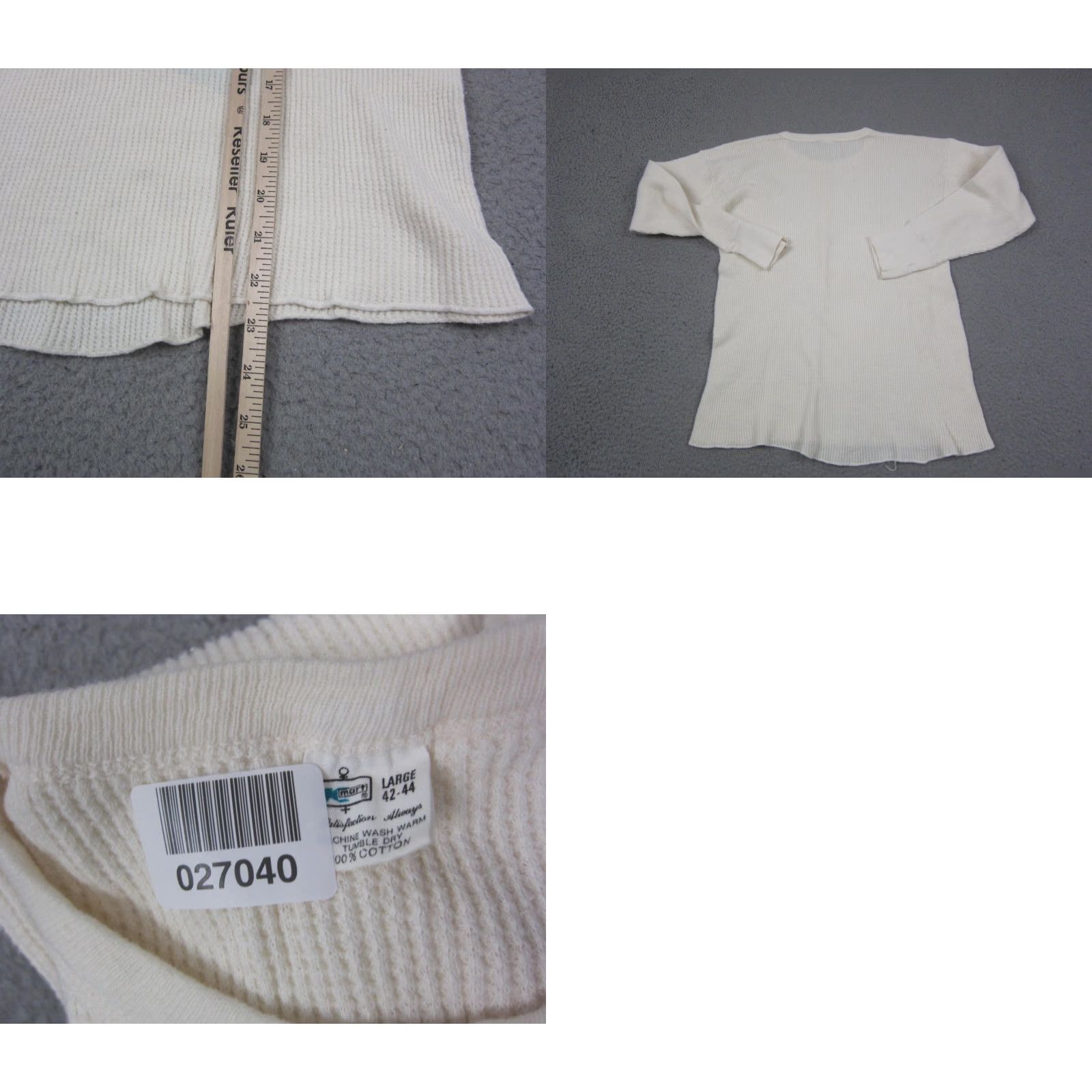 Vintage VINTAGE K-mart Shirt Mens L Creme Thermal Waffle Knit Long Sleeve 90s Ivory Crew Neck 90s Mens L Thermal Shirt Size US L / EU 52-54 / 3 - 8 Thumbnail