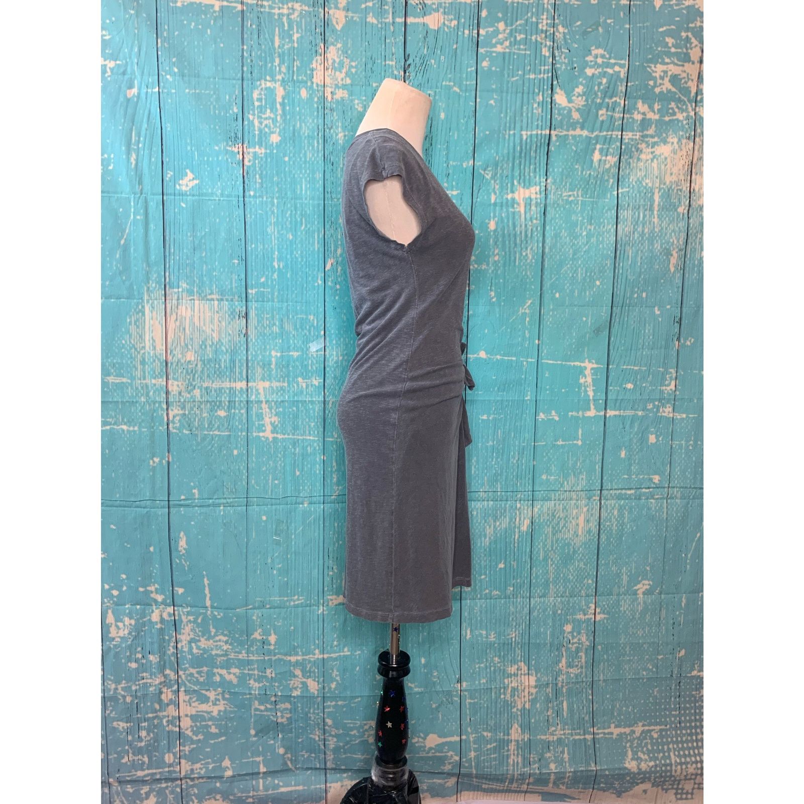 Anthropologie Sundry gray ruched side tie dress size small Size S / US 4 / IT 40 - 8 Thumbnail