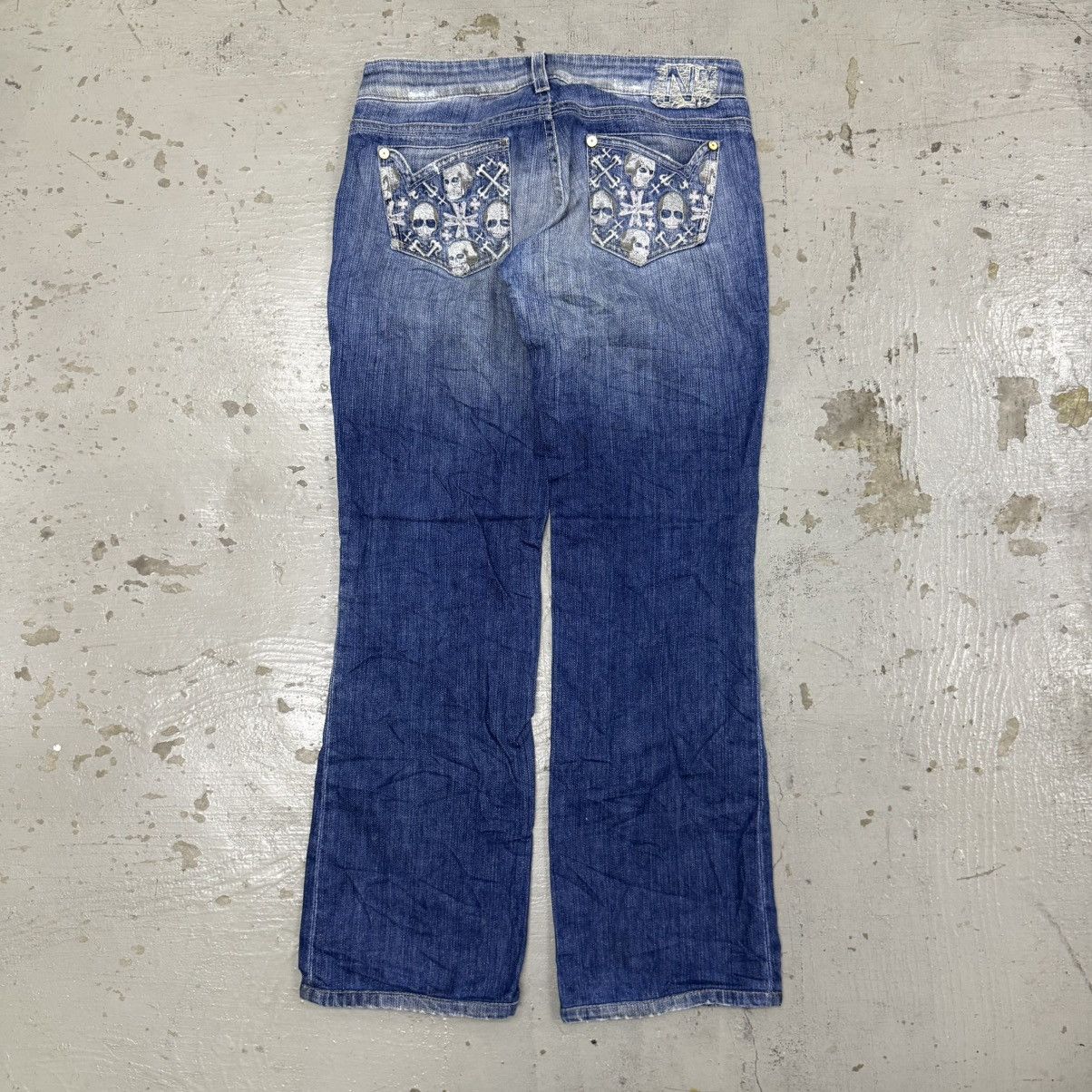 Hedi Slimane Denim bell bottom slim punk gothic japanese skull cross Size US 30 / EU 46 - 1 Thumbnail