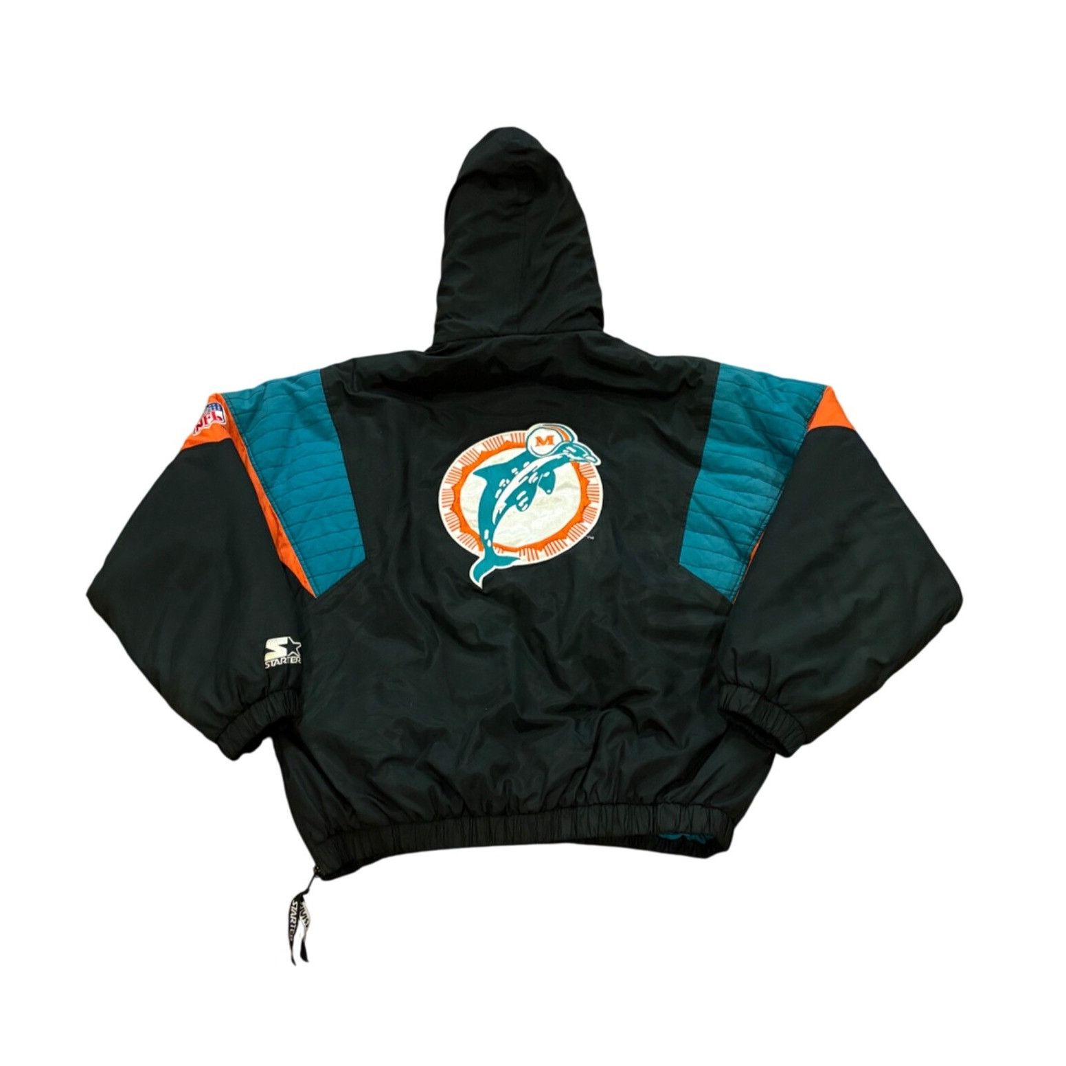 Starter Vintage 1990's Starter Miami Dolphins NFL Puffer Hooded Jack Size US L / EU 52-54 / 3 - 2 Thumbnail