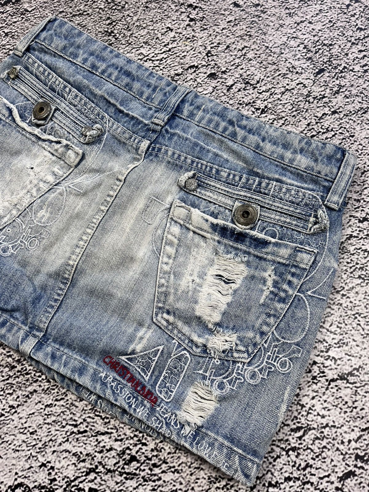 Vintage CHRISTIAN DIOR VIBE SEXY MINI SKIRT DENIM JEANS MONOGRAM Size 29" - 7 Thumbnail