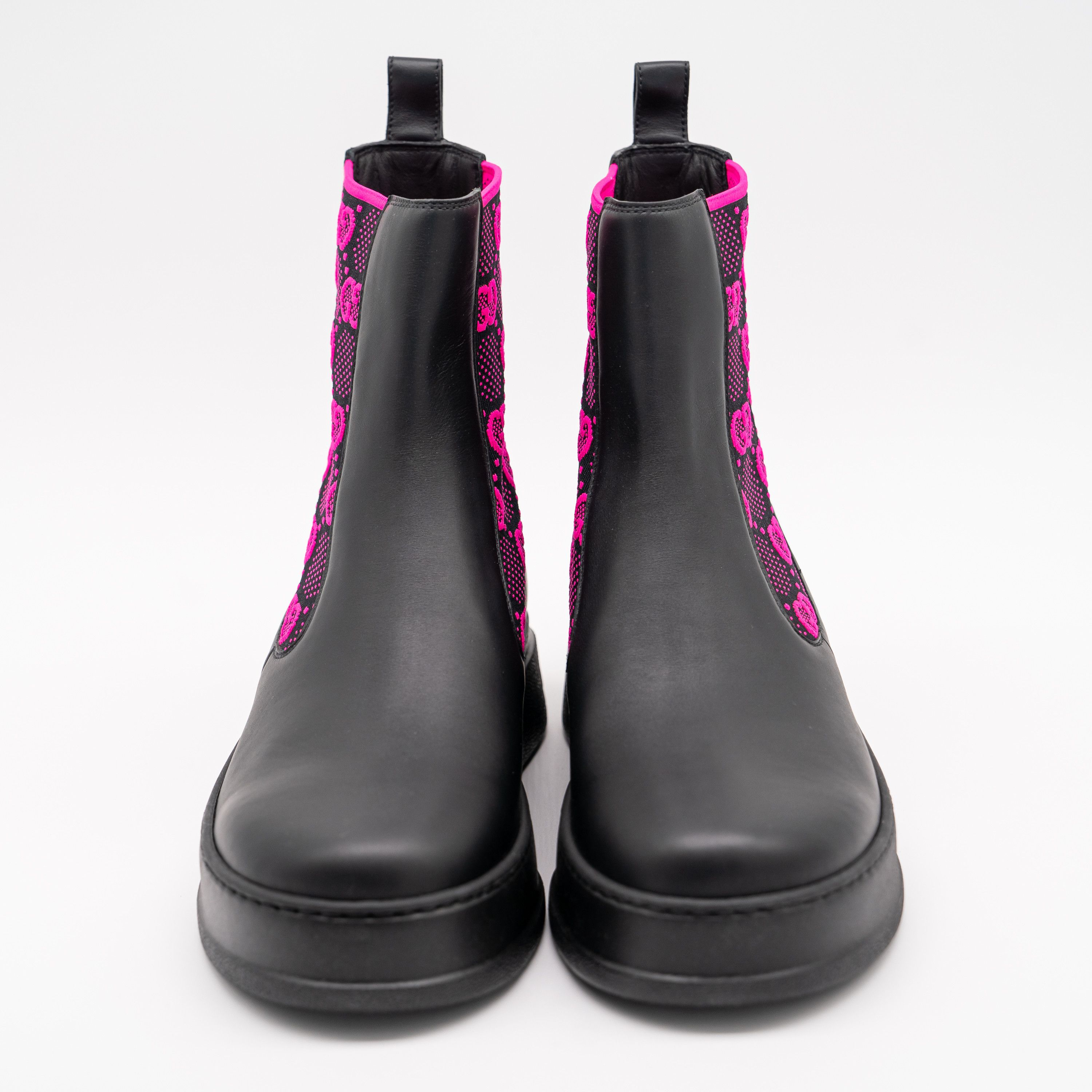 Gucci 41G 11 US Gucci Panelled Jersey Leather Boots Black Pink GG Size US 11 / IT 41 - 2 Thumbnail