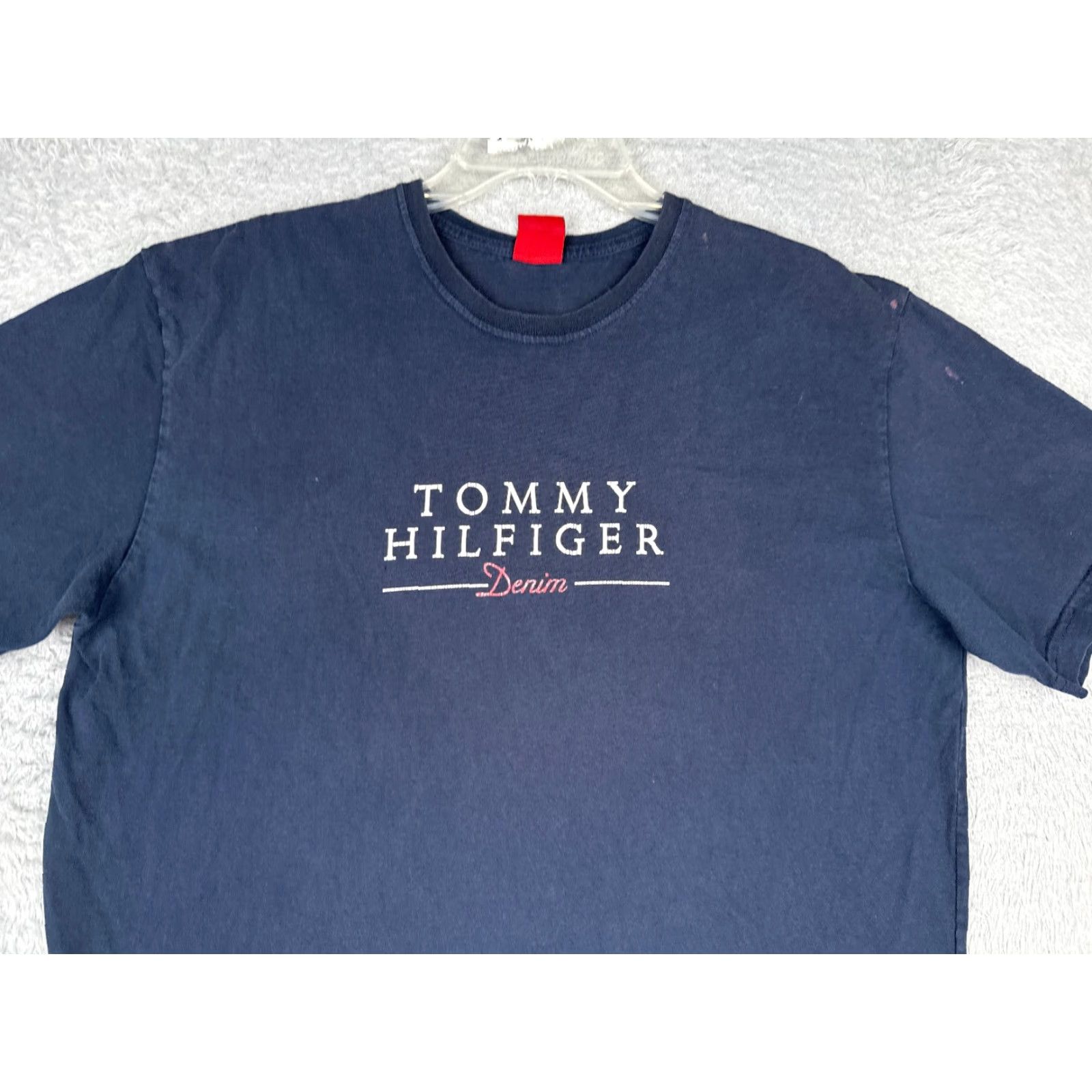 Tommy Hilfiger Tommy Hilfiger Denim Shirt Adult Large Blue Crew 100% Cotton Short Sleeve READ Size US L / EU 52-54 / 3 - 4 Thumbnail