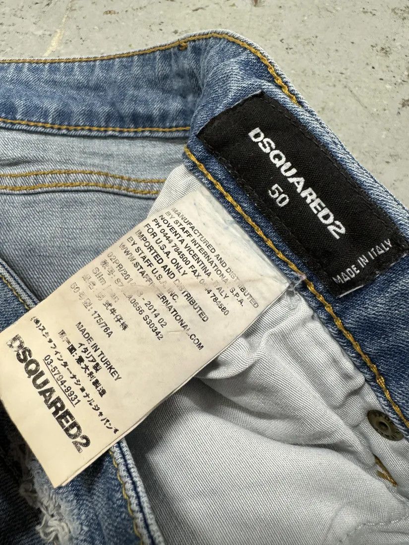 Designer × Dsquared2 × Vintage AW2014 DSquared2 Blue Distressed Patchwork Slim Denim Jeans Size US 31 - 9 Thumbnail