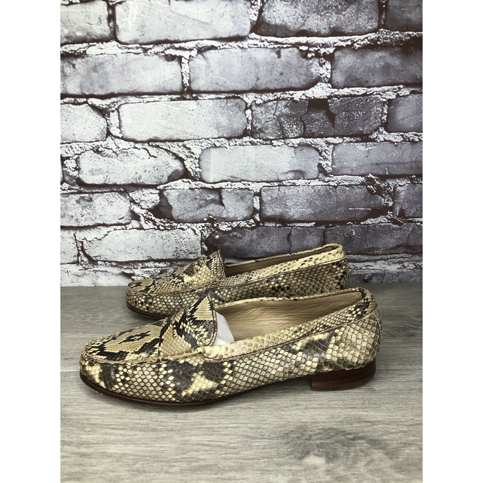 Carmina Carmina Cream Black Snakeskin Python Print Leather Women Sz Size US 6 / IT 36 - 14 Thumbnail